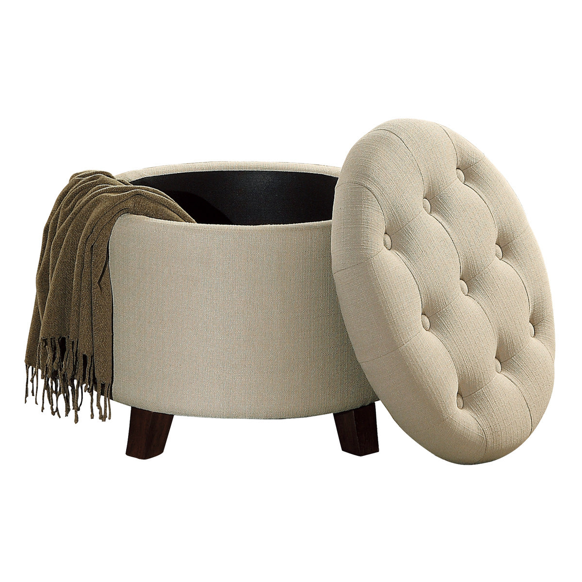 CozyHide Beige Storage Ottoman with Lift Top - Extra Seating & Hidden Storage for Living Room, Bedroom, or Nursery - Perfect Footrest & Home Decor