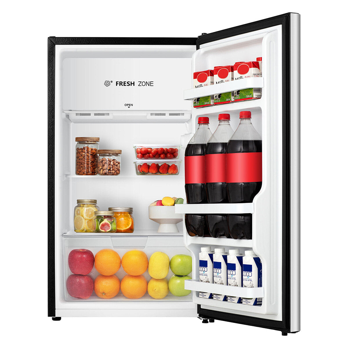 Hisense 124L Mini Bar Fridge - Silver HRBF126S Compact Refrigerator for Drinks, Snacks & Small Spaces - Perfect for Home, Office, Dorm or Entertainment Room
