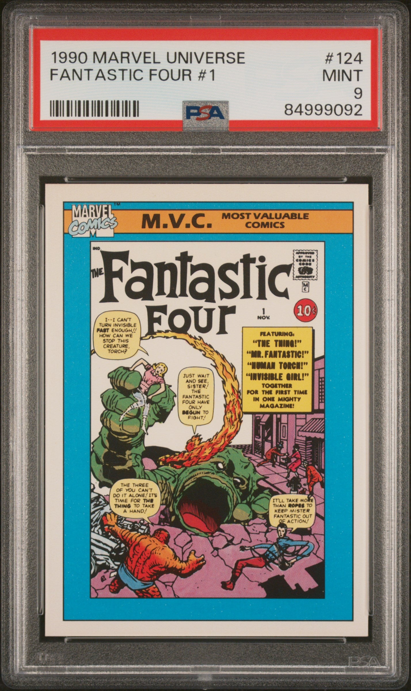 1990 Marvel Universe Fantastic Four #1 & #124 PSA 9 NM-MT Graded Comic - Collectible Superhero Comics for Display & Investment