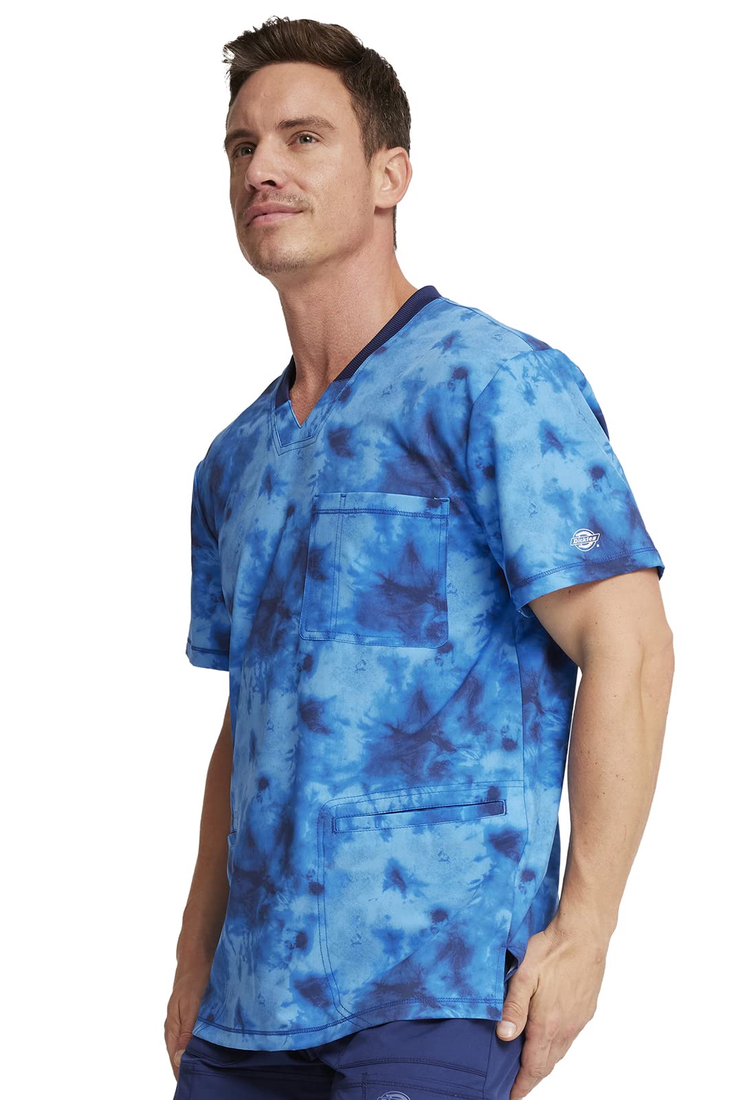 Dickies Dynamix Men's Scrubs Top - Rib Knit V-Neck DK607 - Comfortable Medical Uniform for Doctors & Nurses - Perfect for Hospital, Clinic & Healthcare Work