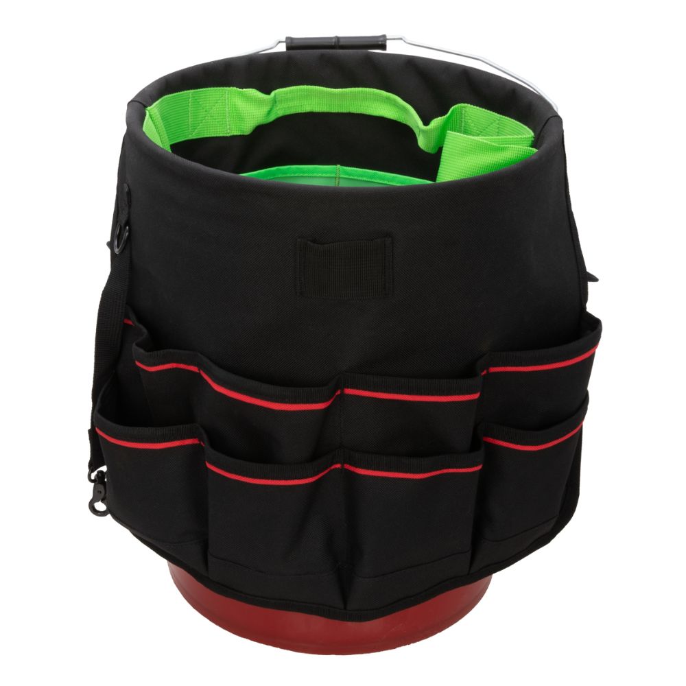 212 Performance BKO29 05 29 Pocket 5 Gallon Bucket Tool Organizer - Black, Green, Red | Heavy Duty Storage for Paint Brushes, Cleaning Supplies & Construction Tools | Perfect for DIY, Home Improvement & Job Sites