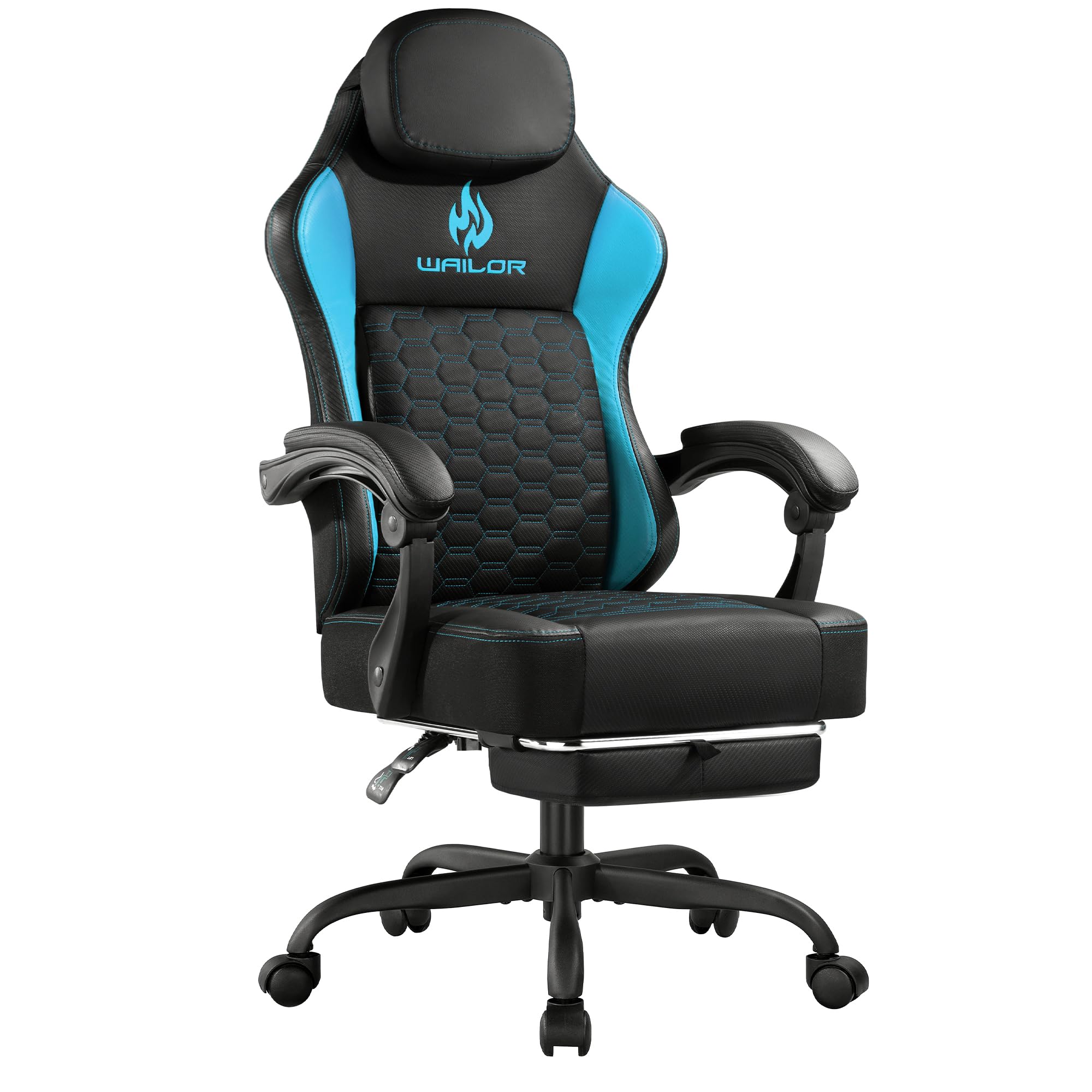 Premium Gaming Chair with Pocket Spring Cushion - Ergonomic High Back Computer Chair with Adjustable Footrest, Headrest & Lumbar Support - 300LBS Capacity for Office, Esports & Home Gaming Setup (Black/Red)
