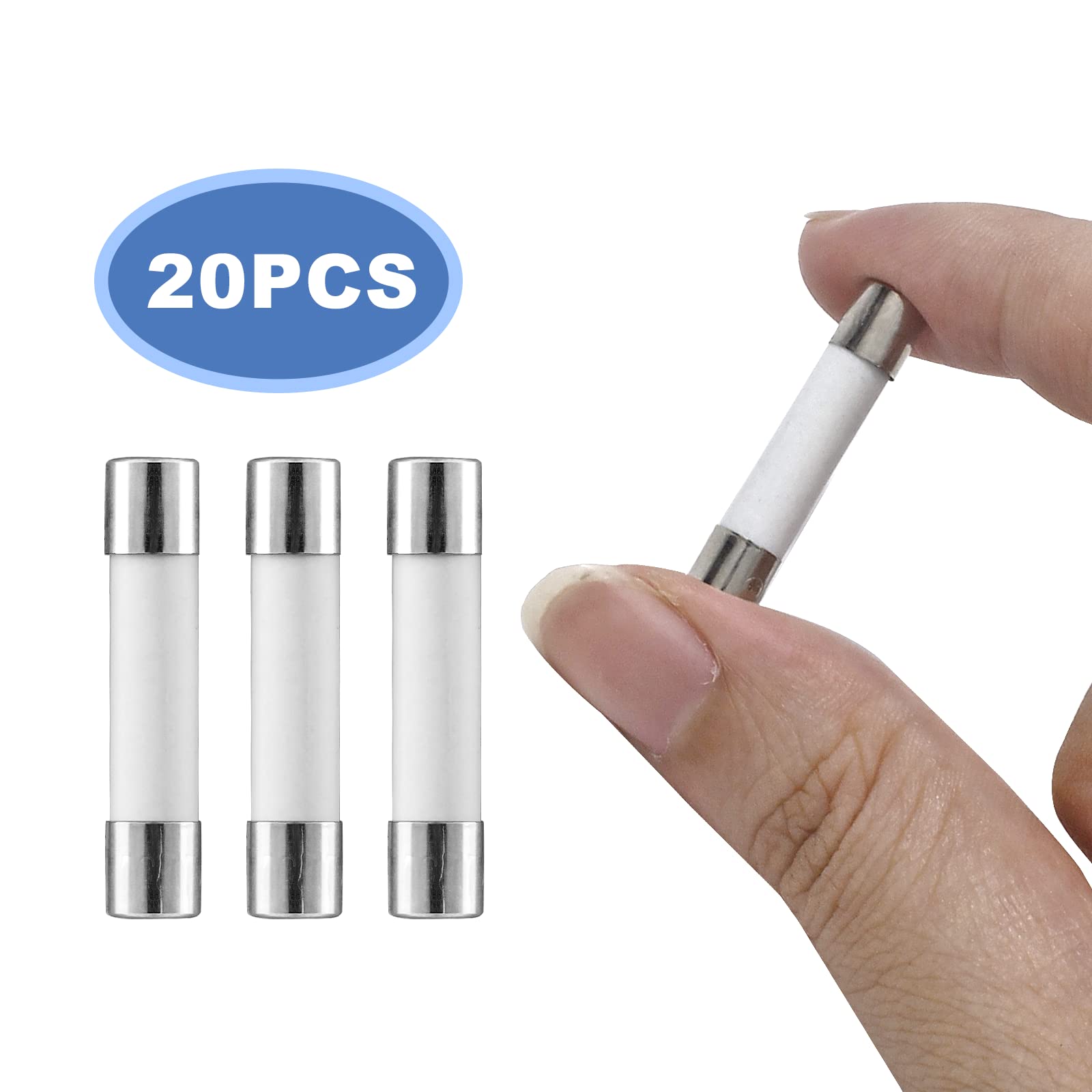 Litoexpe 20-Pack 30A 250V Slow-Blow Time Delay Ceramic Fuses (6x30mm) - High Power Fuse Replacement for Microwave Ovens, HVAC Systems, Power Tools & Electrical Equipment - Perfect for Home, Workshop & Industrial Use