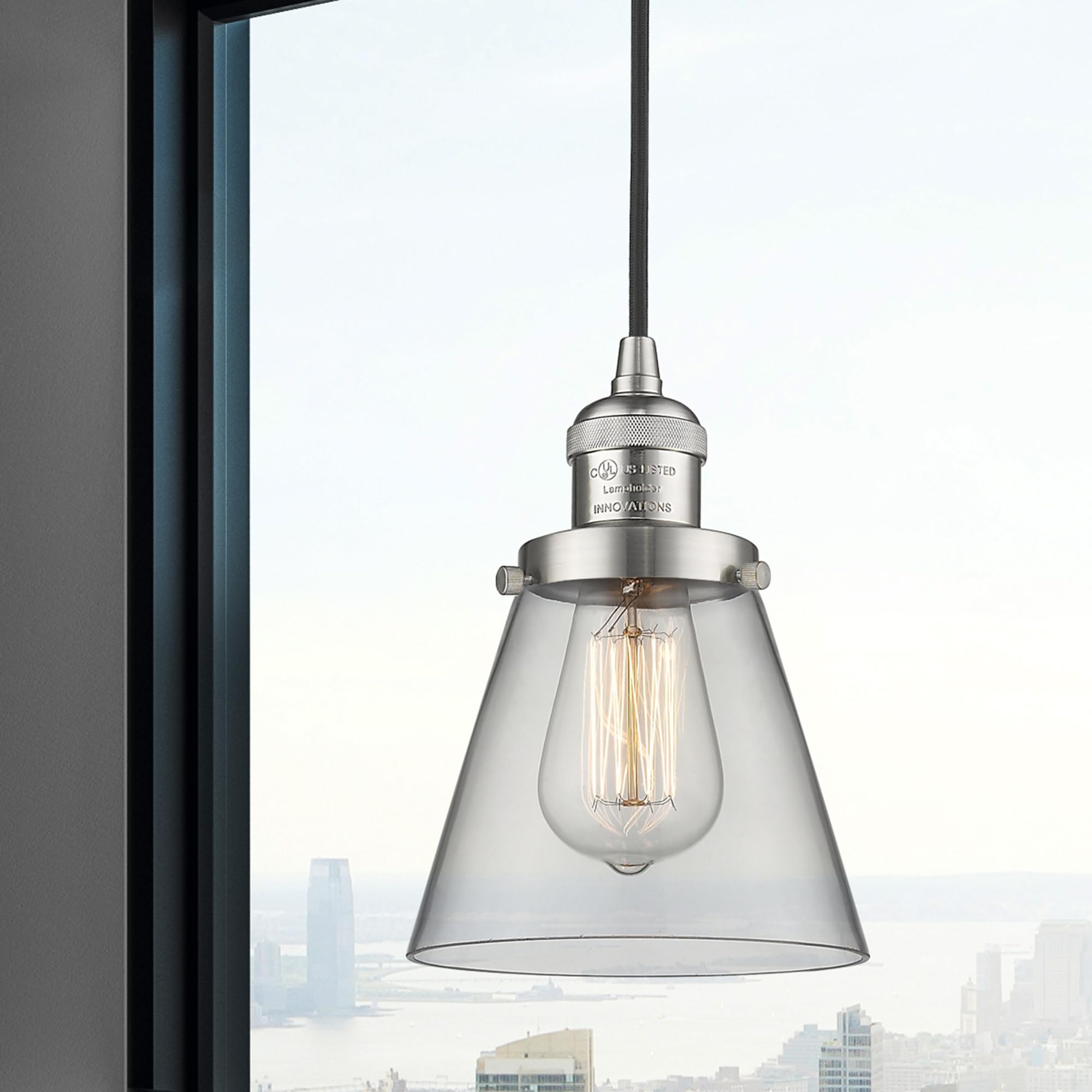 Innovations 201C-BB-G64 1 Light Mini Pendant Light Fixture - Brushed Brass Finish - Modern Ceiling Lighting for Kitchen Island, Dining Room & Bedroom Decor