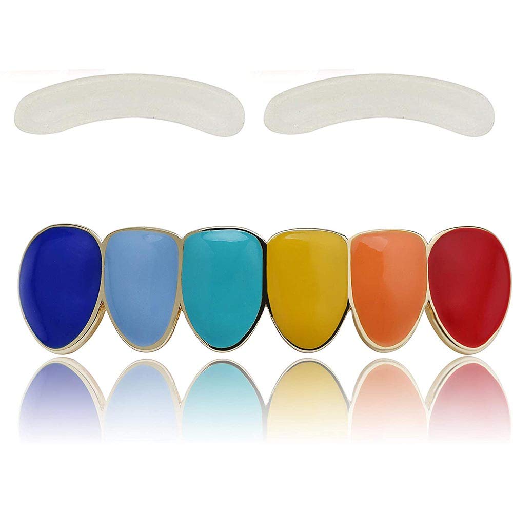 18K Gold Plated Rainbow Bottom Hip Hop Grillz for Teeth - Unisex Dental Jewelry for Men & Women | Perfect for Hip Hop Performances, Concerts, and Streetwear Fashion