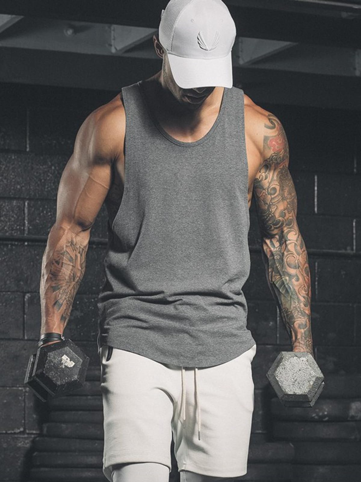 Wowcarbazole Men's Gym Muscle Tank Tops - Breathable Bodybuilding Cut Open Vest for Workout & Fitness - Sleeveless Athletic T-Shirts for Training, Running & Gym Sessions