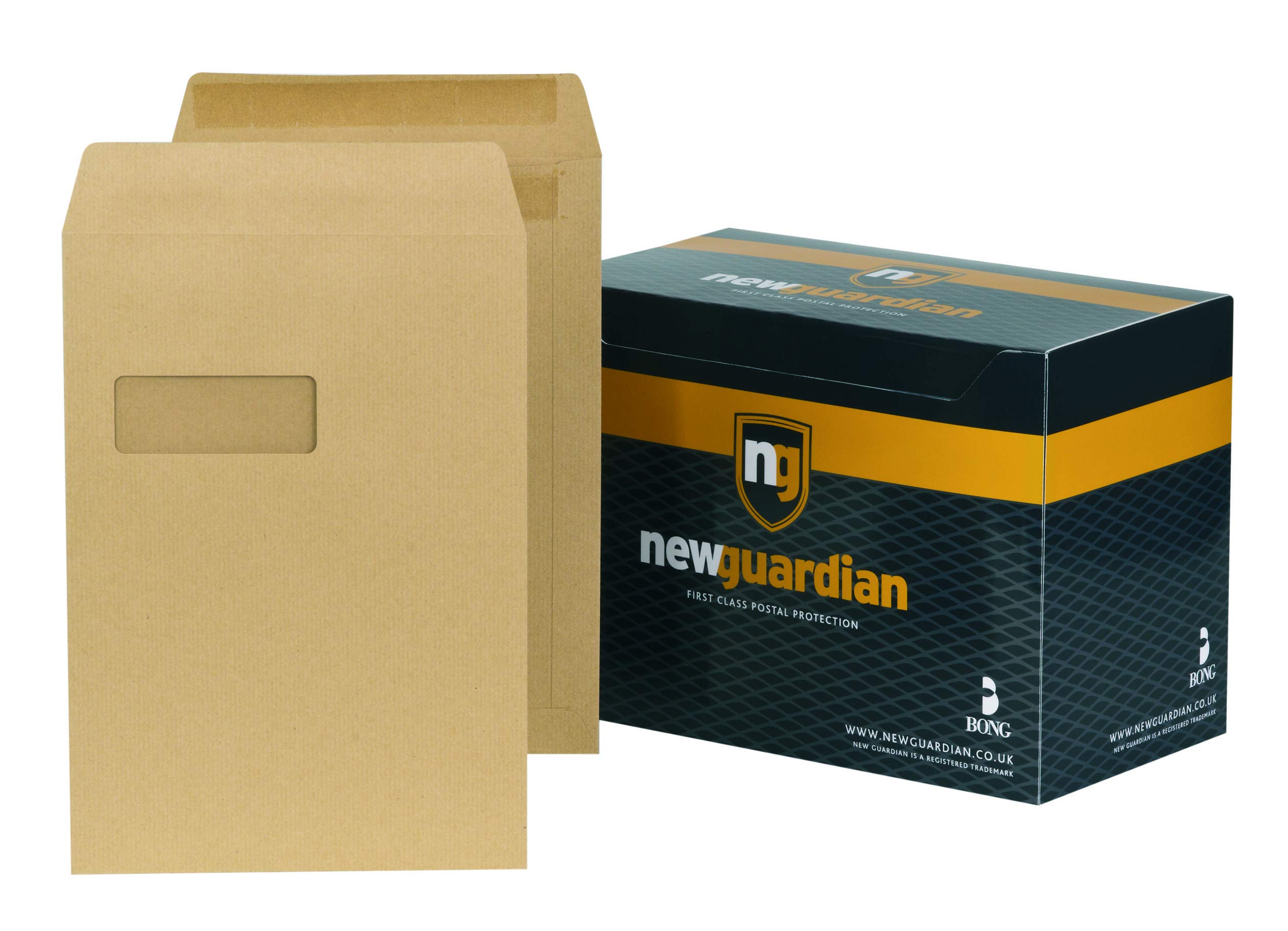 Premium Heavyweight Guardian Envelopes with Press Seal & Window - C4 Size Manila Security Mailing Envelopes [Pack of 250] - Ideal for Business Documents, Legal Mail & Confidential Correspondence