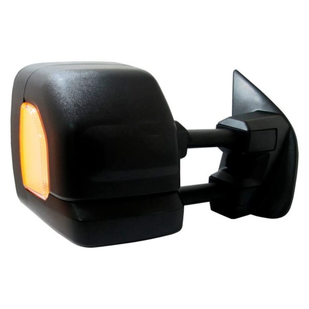 Nissan Titan XD 2016-2021 Passenger Side Power Heated Towing Mirror with Blind Spot Monitor, Turn Signal & Puddle Light - Textured Black (Part #NI1321308, 191275724675, 963019FT1E) - Perfect for Safe Towing, Night Driving & Enhanced Visibility