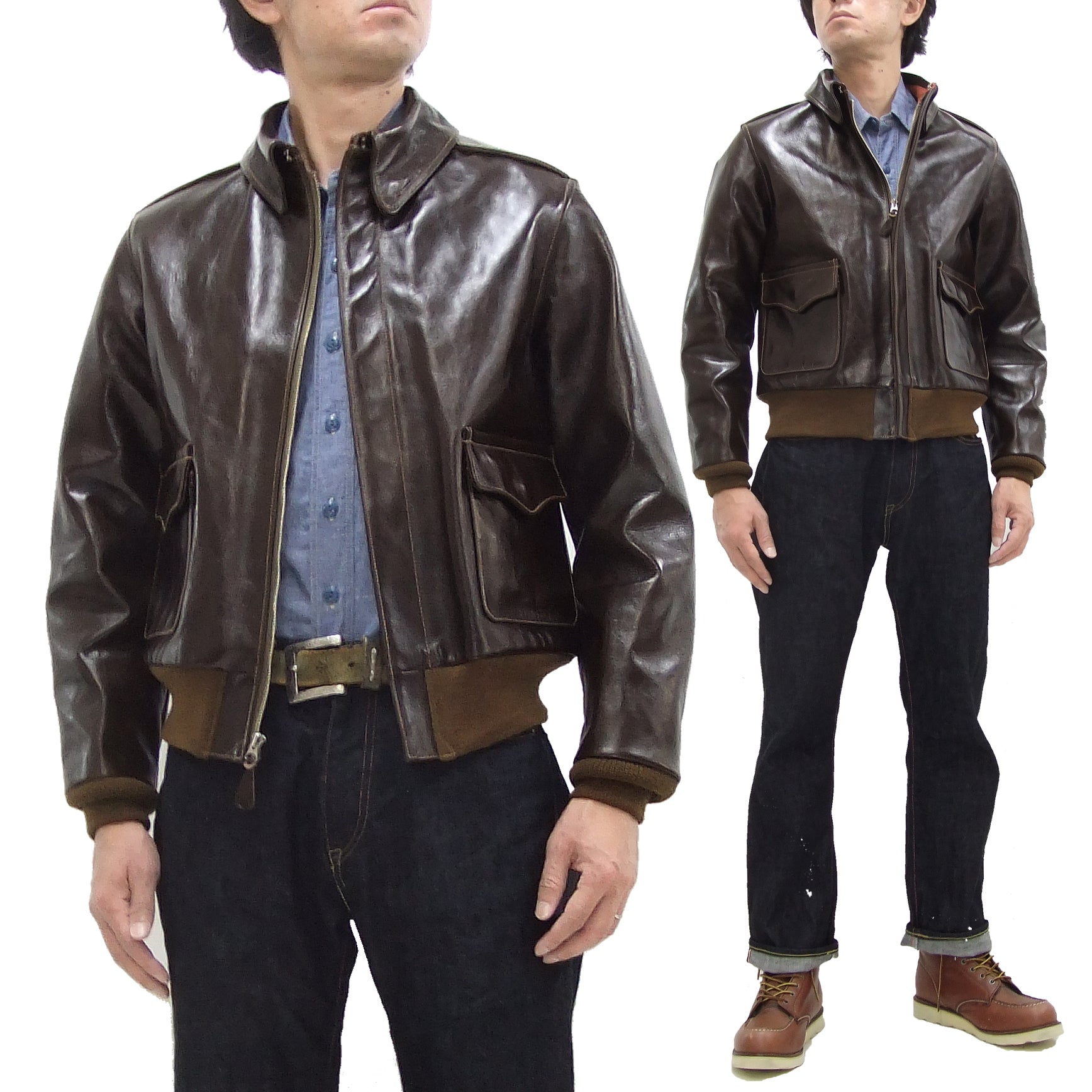 Buzz Rickson Men's A-2 Flight Jacket - Genuine Aniline Leather Bomber Jacket (BR80593, Seal Brown) - Perfect for Aviation Enthusiasts & Vintage Style Lovers