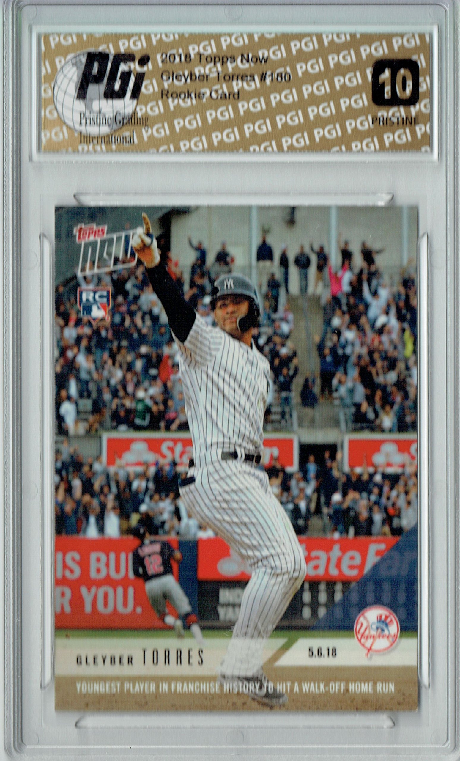 Gleyber Torres 2018 Topps Now #180 PRISTINE Rookie Card PGI 10 - MLB Baseball Collectible for Fans & Investors - Perfect for Display, Trading, and Memorabilia Collections