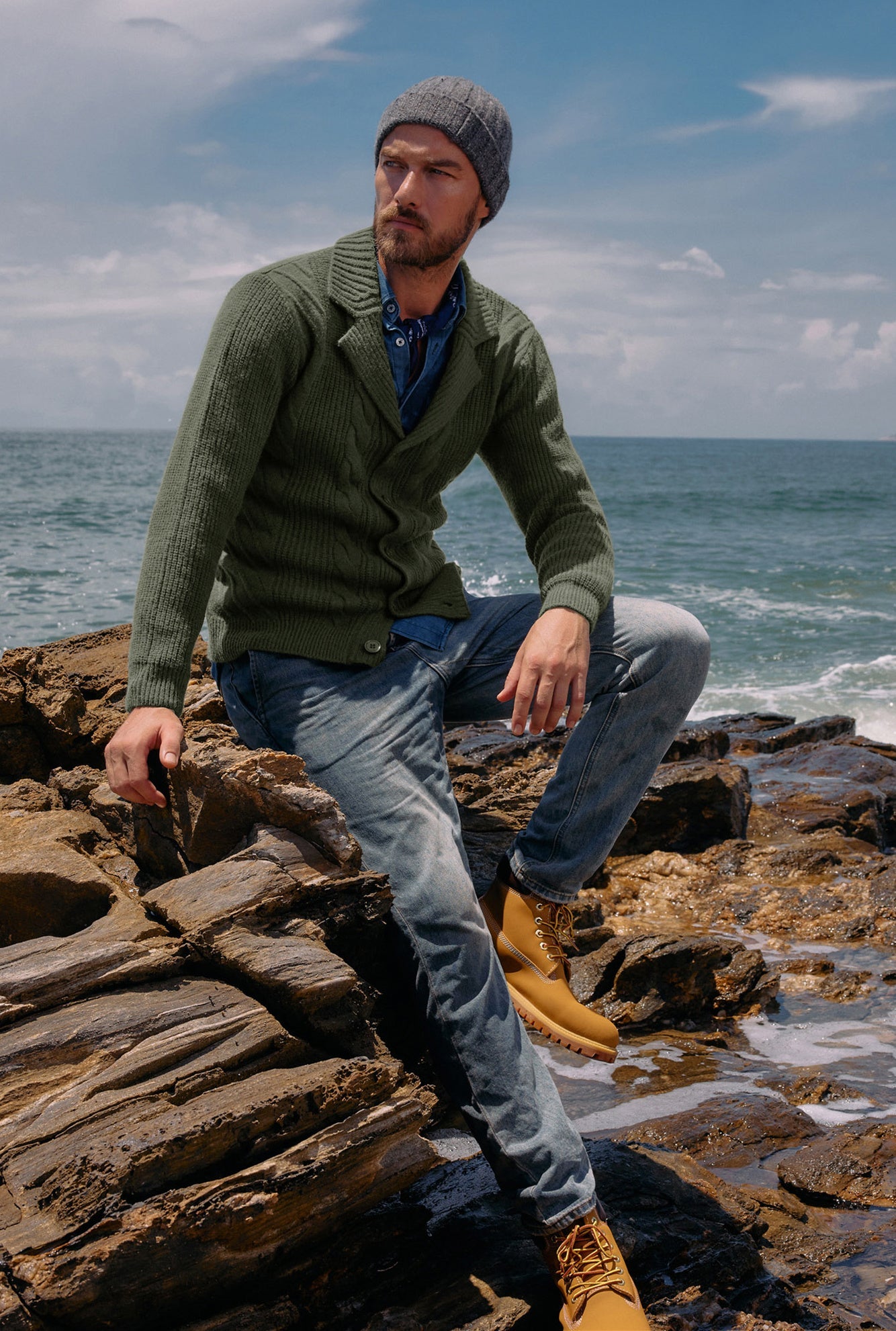 Men's Shawl Collar Cardigan Sweater - Casual Button Down Cable Knit Pullover for Fall & Winter - Perfect for Office, Date Night and Cozy Home Wear