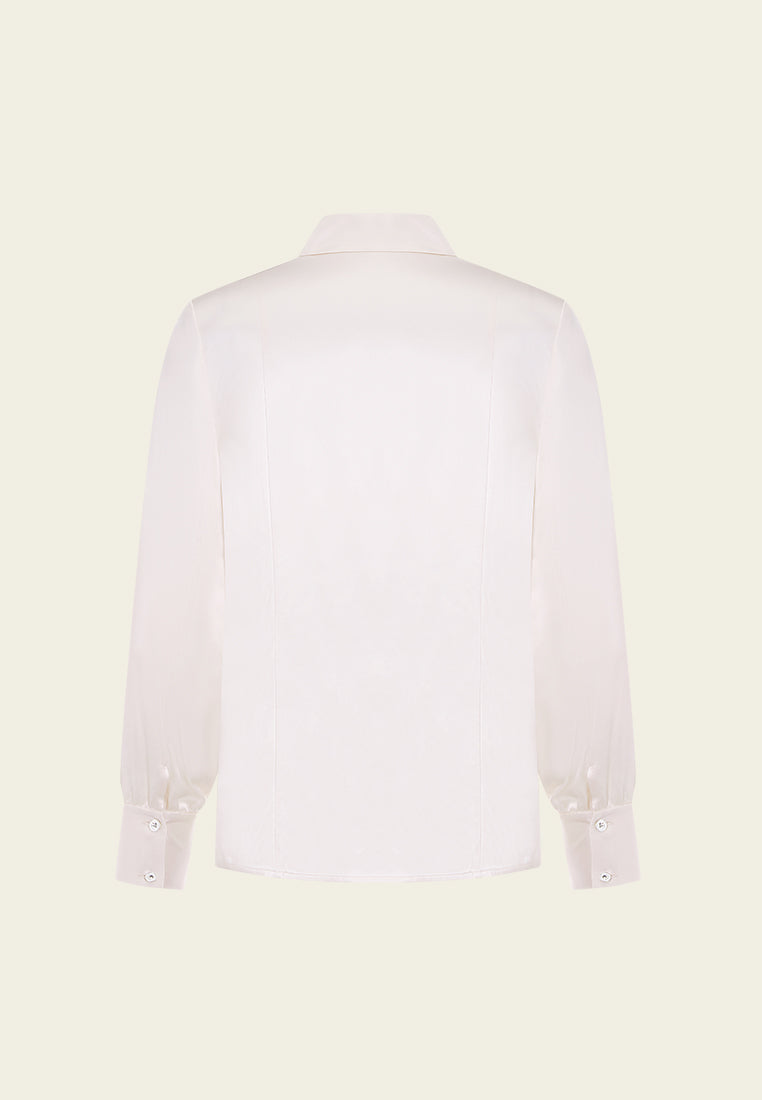 Sparkling Rhinestone Embellished Satin Collar Shirt for Women - Elegant Blouse for Parties, Weddings & Special Occasions