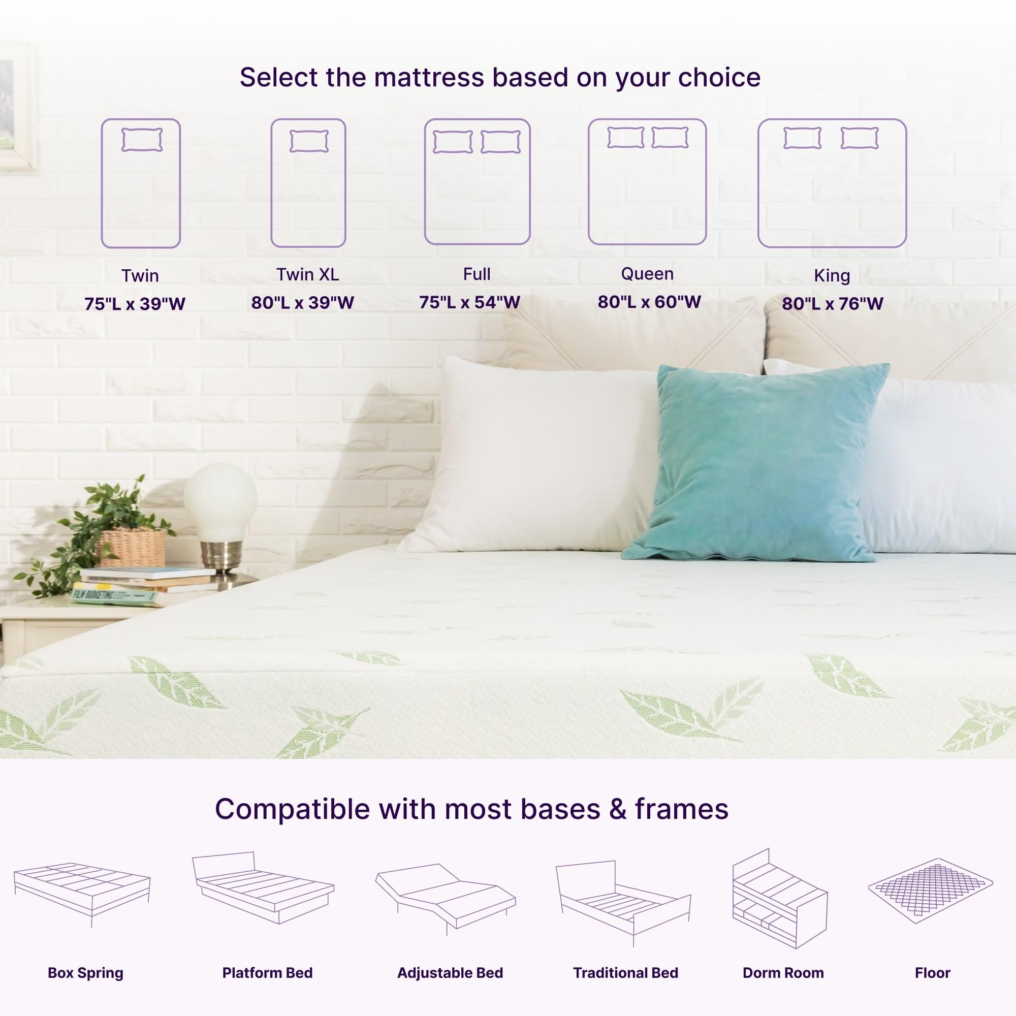 NapQueen 8 Inch Green Tea Infused Memory Foam Mattress - Queen Size, CertiPUR-US Certified, Bed in a Box for Pressure Relief & Cool Sleep - Perfect for Guest Rooms, Dorms & Apartment Living