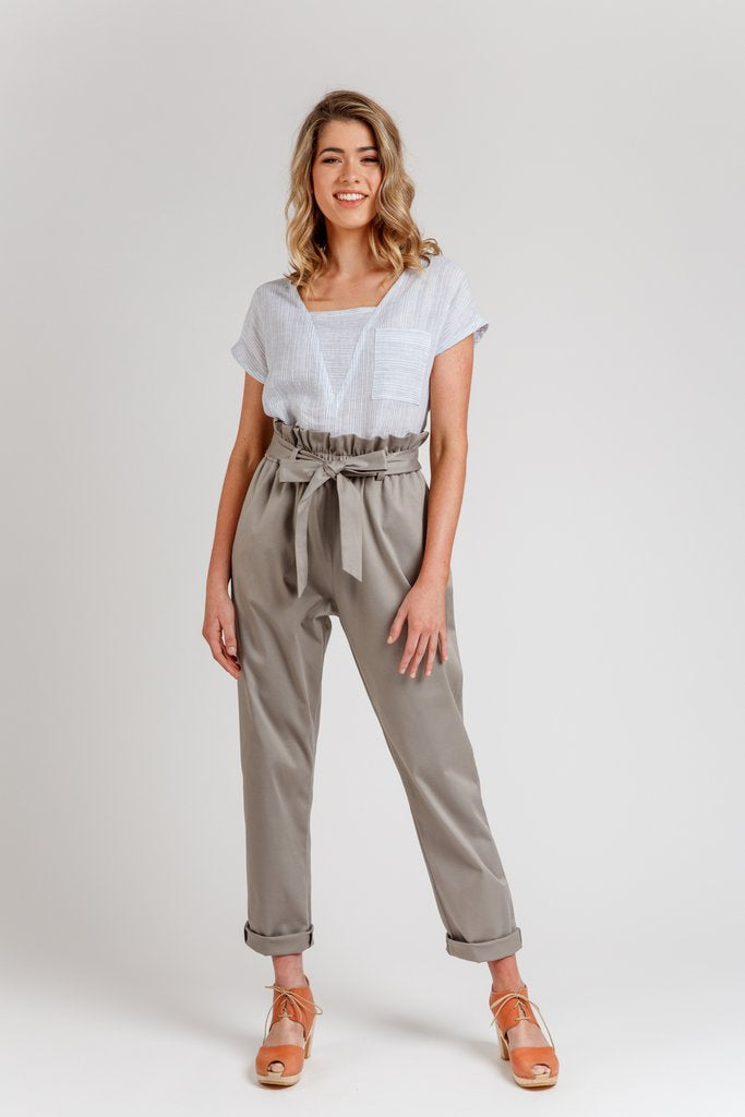 Megan Nielsen Opal Trousers & Shorts - Women's High Waist Linen Pants & Summer Shorts for Casual Wear, Office, and Travel