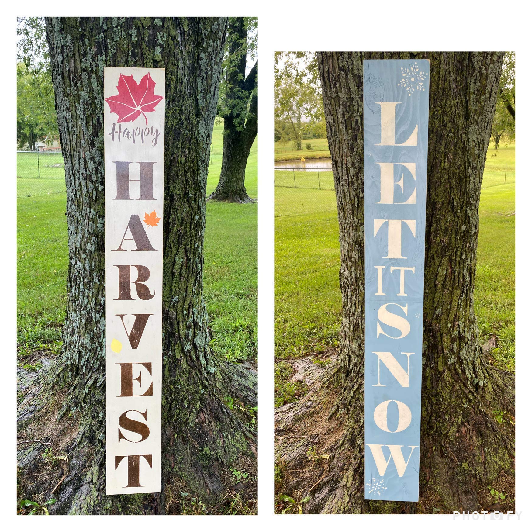 Reversible Front Porch Sign - Customizable XOXO Valentine's Day, Easter & St. Patrick's Holiday Decor - 5ft Two-Sided Handmade Housewarming Gift for Wife & Mom (Cream/Brown/Orange/Yellow/Red) - Perfect for Seasonal Home Decor & Outdoor Welcome Signs