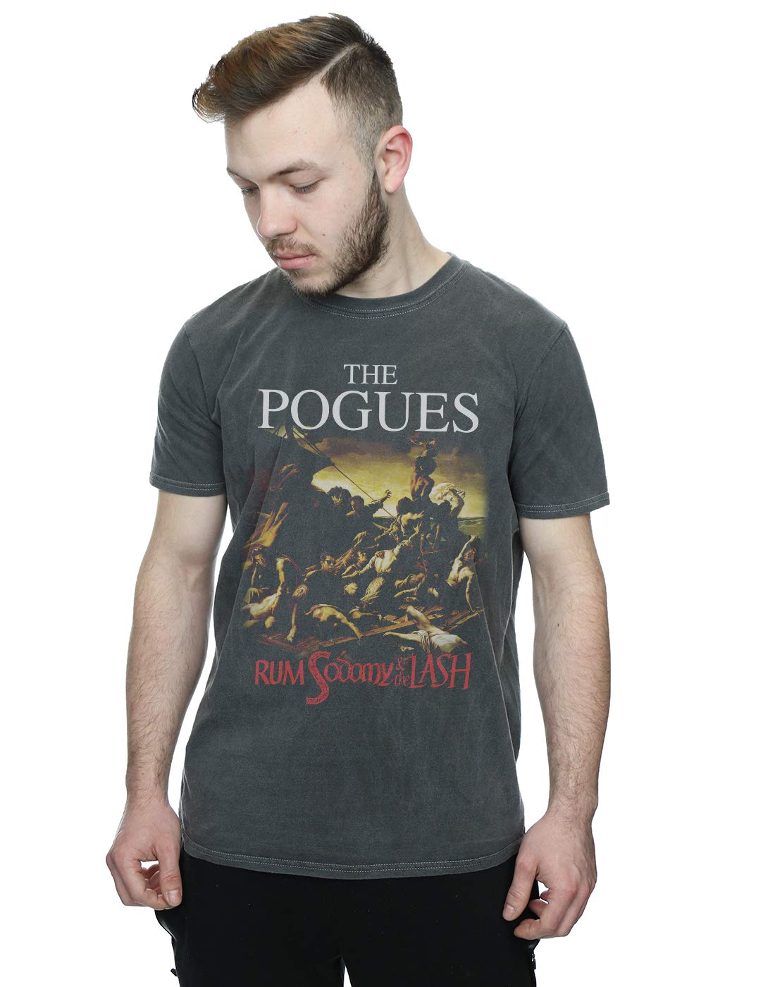 Absolute Cult The Pogues Men's Rum Sodomy & The Lash Vintage Washed T-Shirt | Punk Rock Band Tee for Concerts & Casual Wear