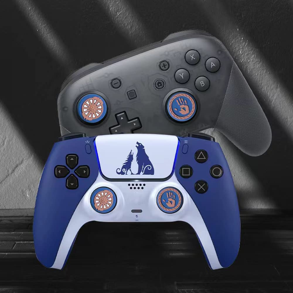 PERFECTSIGHT Cute 3D Soft Rubber Thumb Grip Caps for PS5, PS4, Xbox Series X/S, Xbox One, Switch PRO Controller - 4PCS Kawaii Analog Joystick Covers (Blue) - Improve Gaming Comfort & Grip for Long Play Sessions