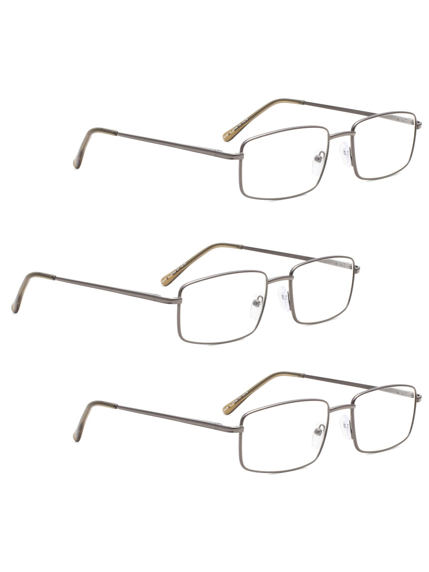 Premium LUR Reading Glasses 3-Pack - Stylish Metal Frame Readers for Men & Women - Perfect for Reading, Office Work, and Computer Use