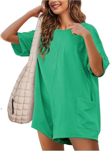 Women's Oversized Tee Romper - Summer Casual Backless Jumpsuit for Workout & Athletic Wear | Perfect for Gym, Yoga, Beach and Street Fashion