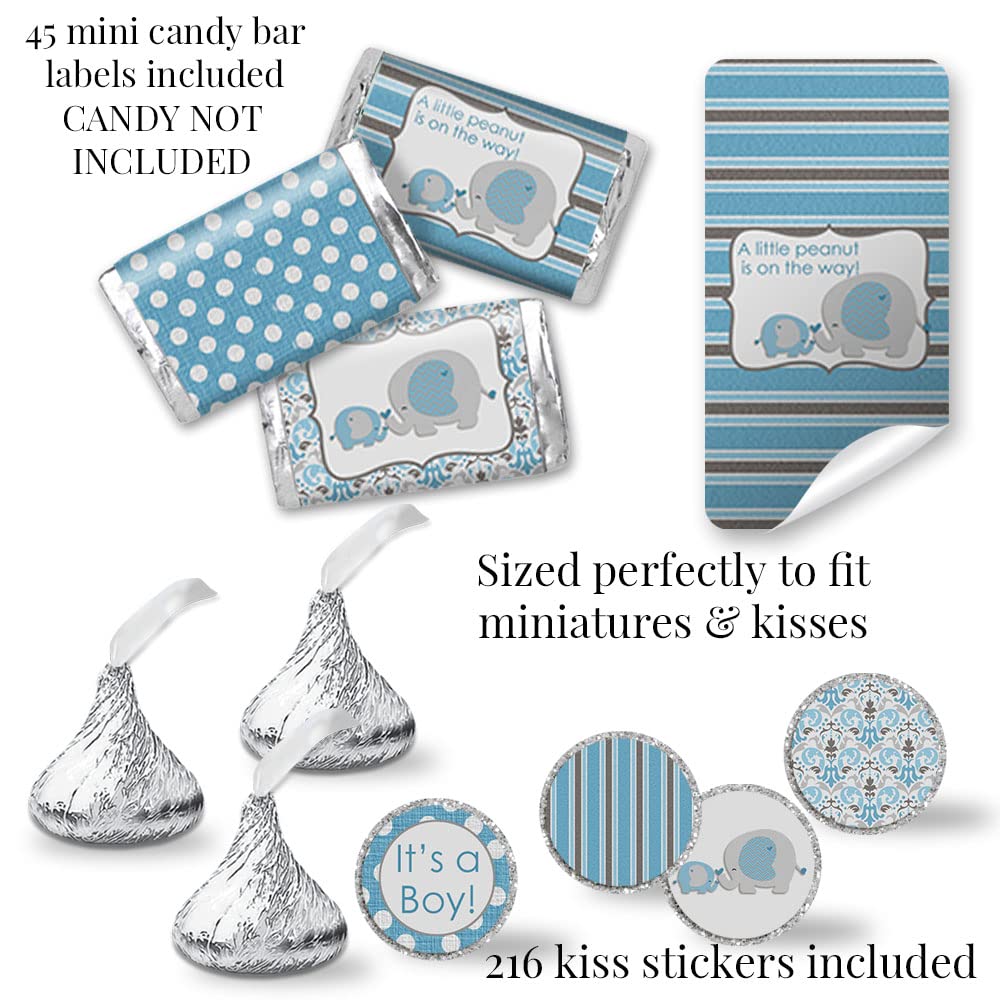 Amanda Creation Little Peanut Elephant Baby Shower Party Set - 20 Invitations with Envelopes, 4 Sizes Decorative Stickers, Diaper Raffle Tickets & Book Cards - Perfect for Elephant Theme Baby Showers, Gender Reveals & Newborn Celebrations