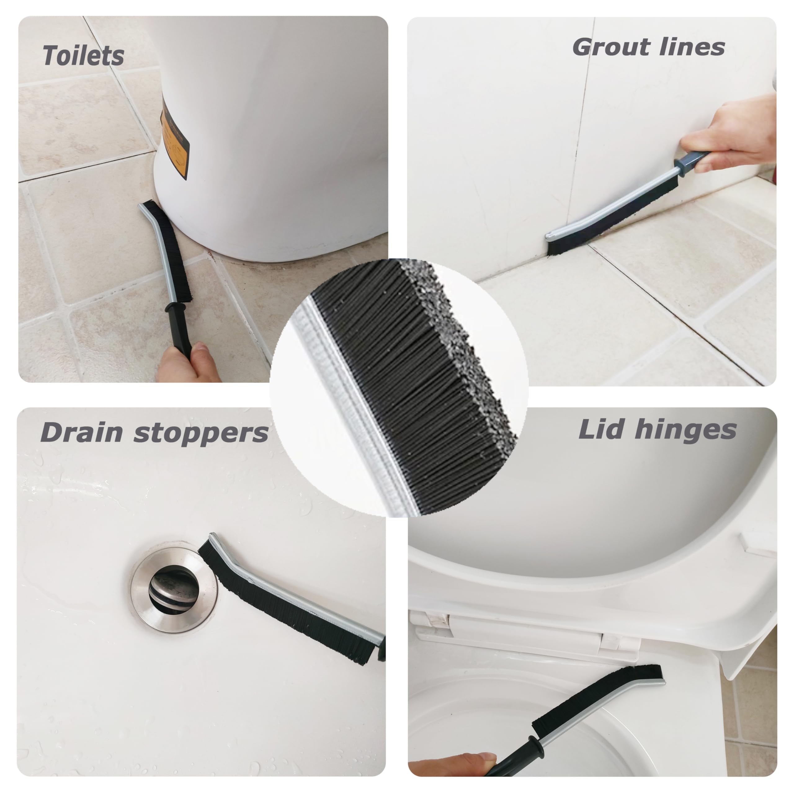 2PCS Hard Bristle Crevice Cleaning Brush Set - Multi-Purpose Gap & Grout Cleaning Tool for Tight Spaces - Perfect for Kitchen, Bathroom Tiles, Car Interiors and Hard-to-Reach Areas