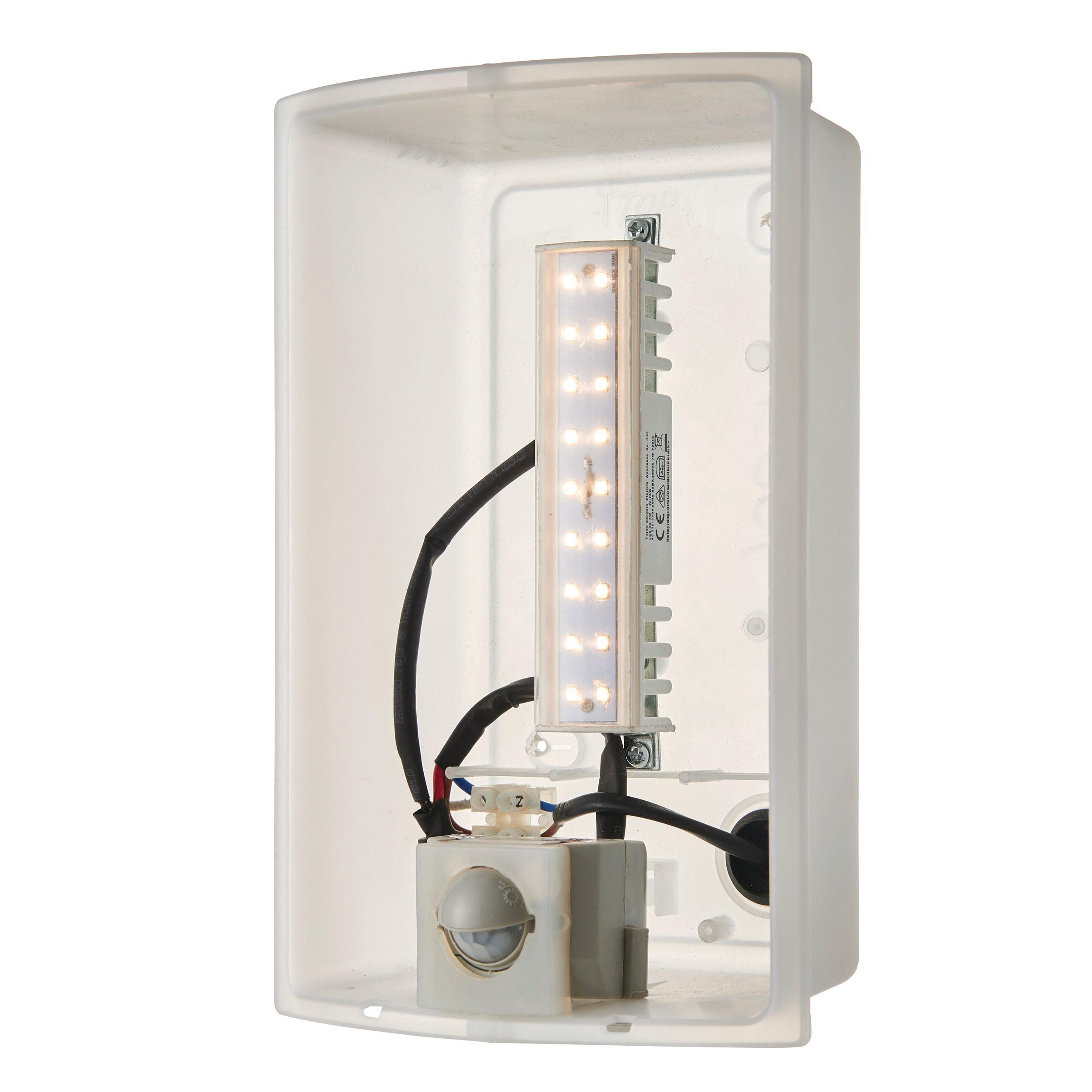 Bianco LED Silver PIR Motion Sensor Outdoor Wall Light IP44 Waterproof 7W - Perfect for Porch, Garden, and Pathway Lighting