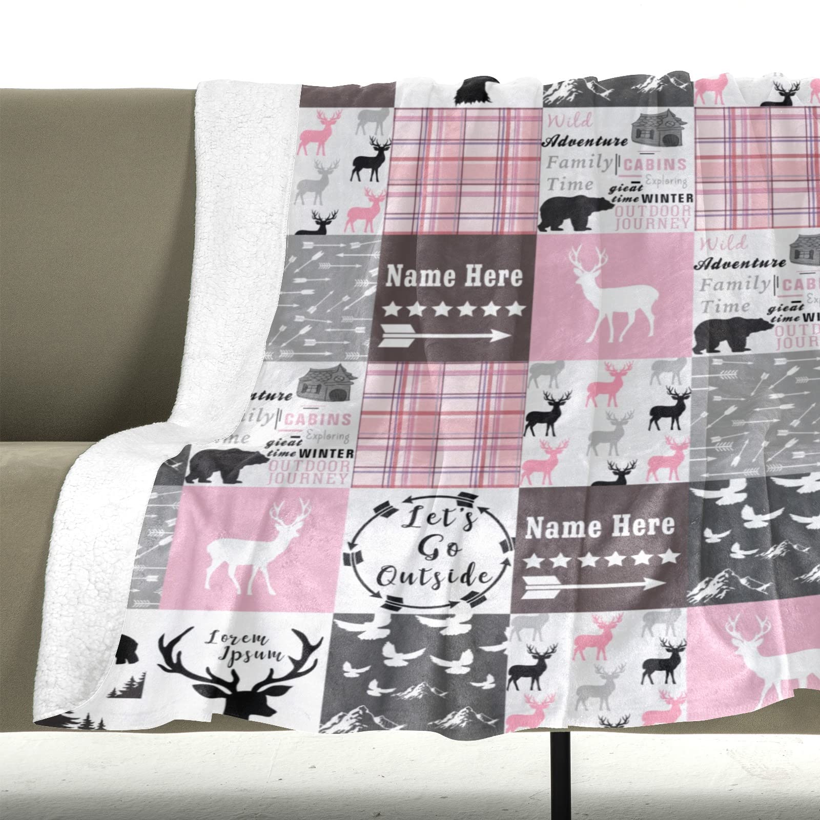 Custom Personalized Baby Blankets for Girls & Boys - Soft Cute Shark & Woodland Animals Design with Name - Perfect Baby Shower, Birthday, Christmas Gift for Newborns (Great for Nursery, Stroller & Photo Shoots)