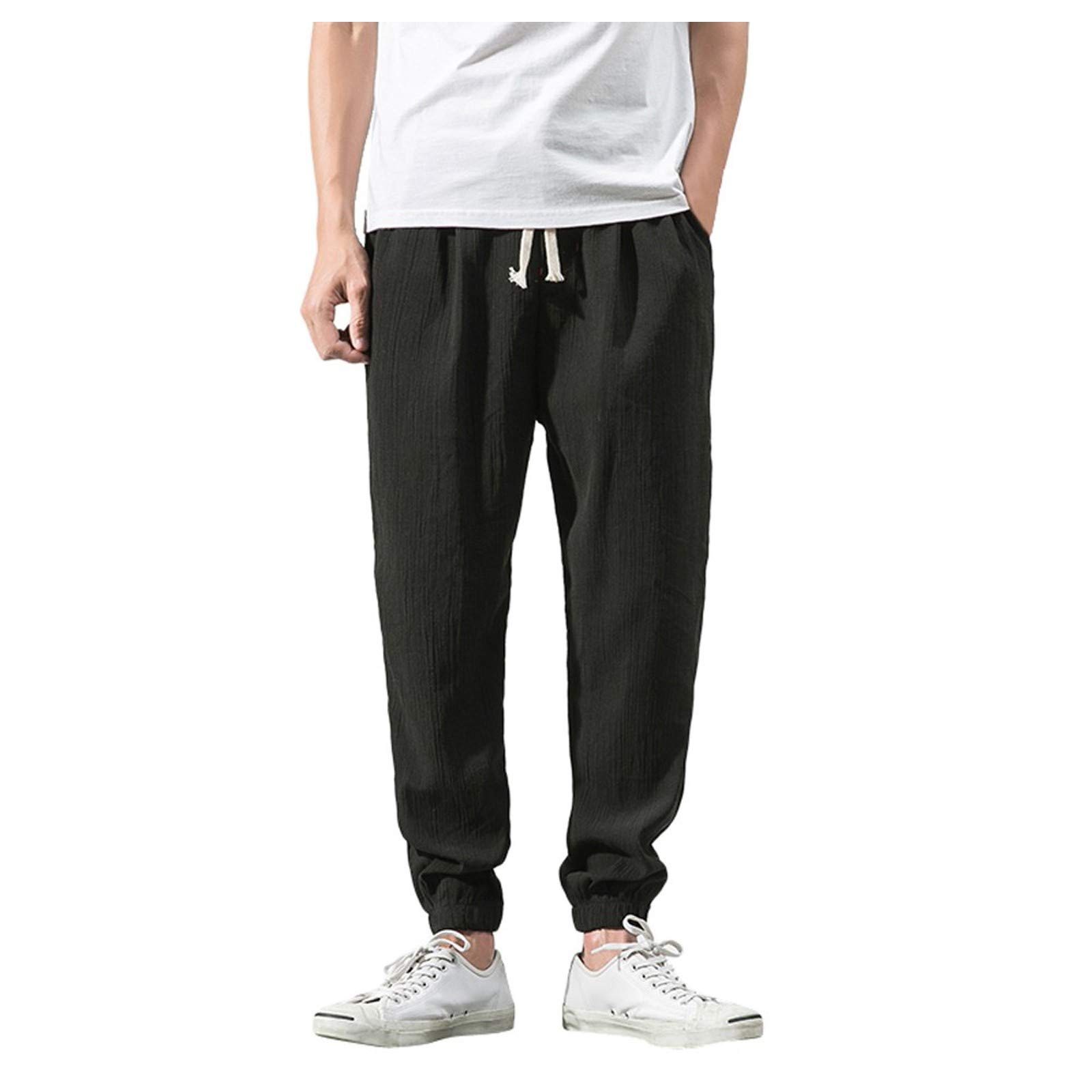ZLBDYG Ankle-Length Casual Harem Pants for Men & Women - Linen Cotton Baggy Trousers, Slim Fit Sports Lounge Pants | Perfect for Yoga, Travel, and Everyday Wear