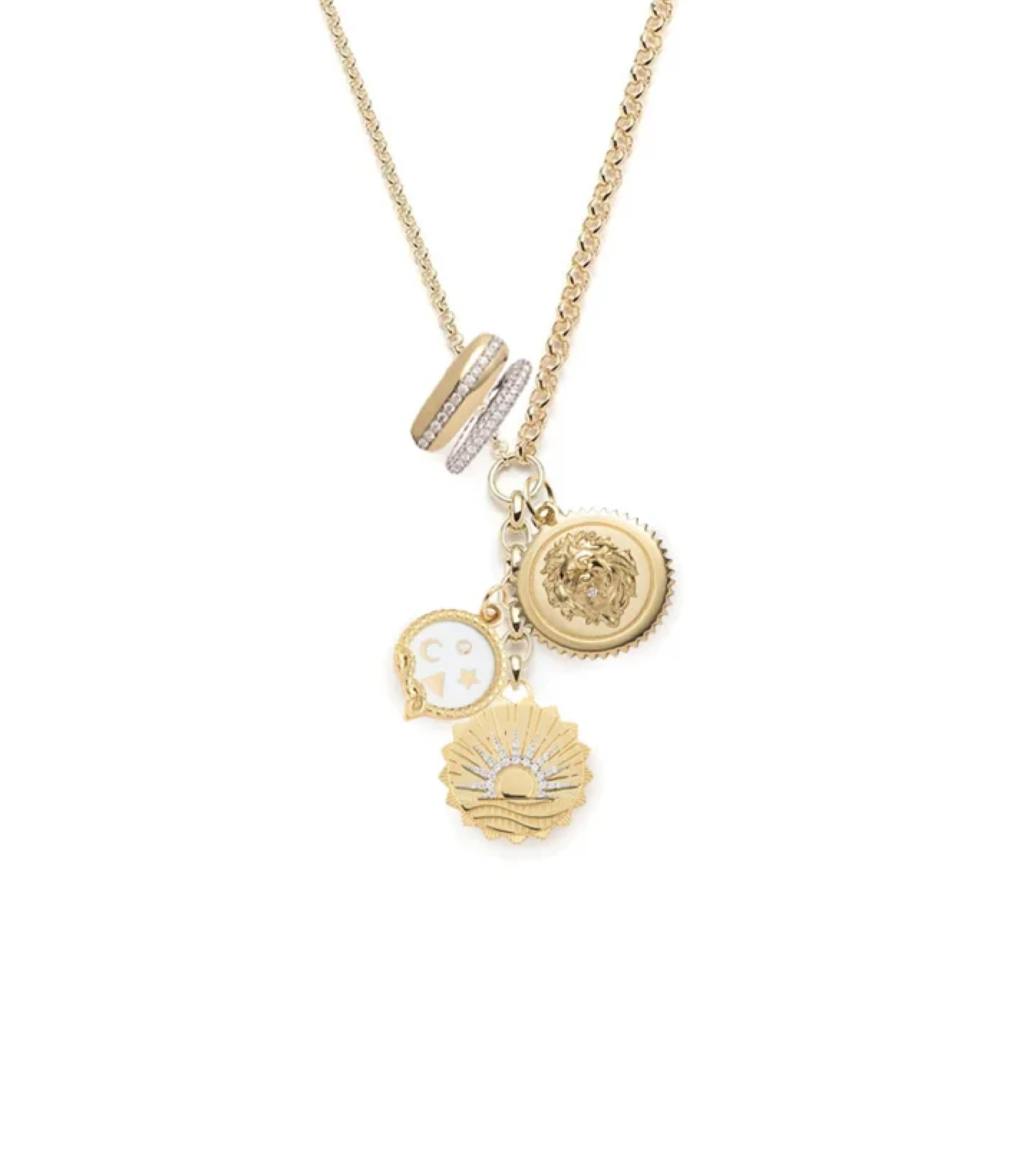 Internal Compass Strength & Wholeness Mixed Metal Belcher Chain Necklace - Spiritual Jewelry for Meditation, Yoga & Self-Discovery