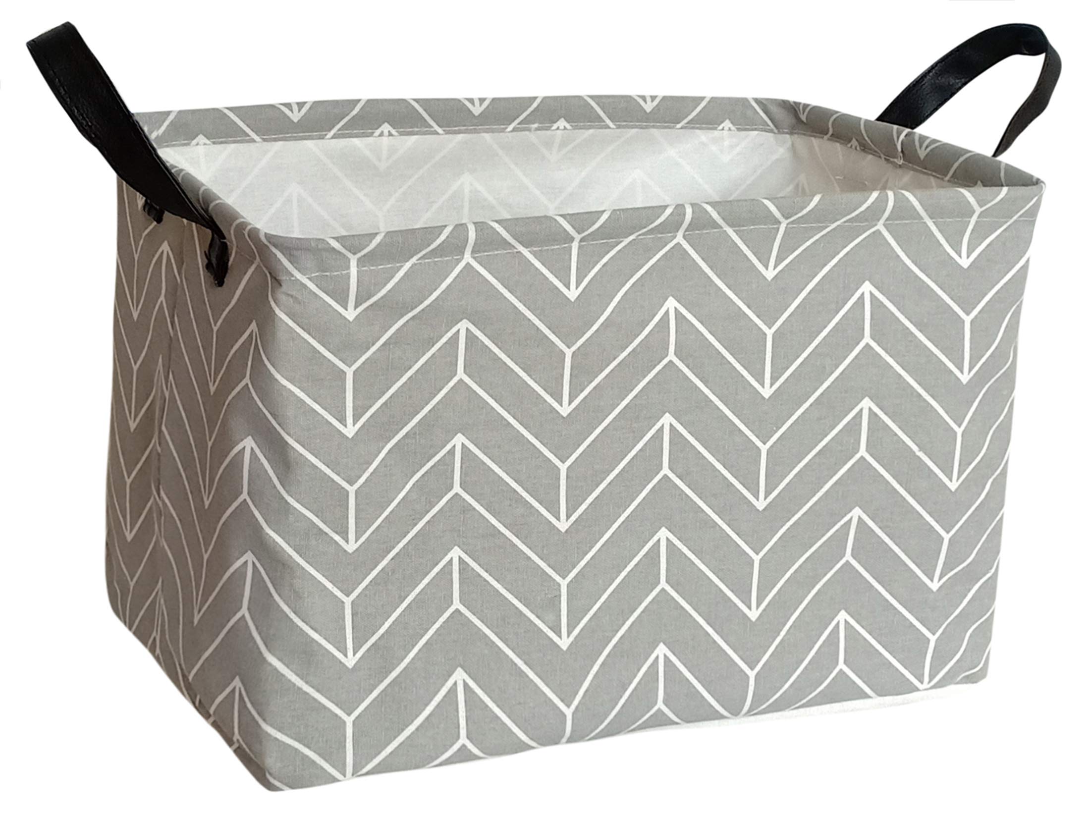 Rectangular Storage Bin with Waterproof Coating - Canvas Fabric Toy Box & Nursery Hamper with Handles | Organizer for Home, Office, Clothes & Books (Geometric Pattern) | Perfect for Kids' Room, Closet Organization & Laundry Storage