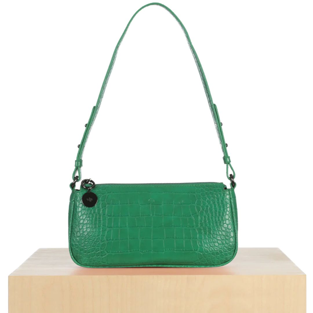 Stylish Green Crocodile Baguette Handbag for Women - Trendy Shoulder Bag Perfect for Work, Date Night & Everyday Use