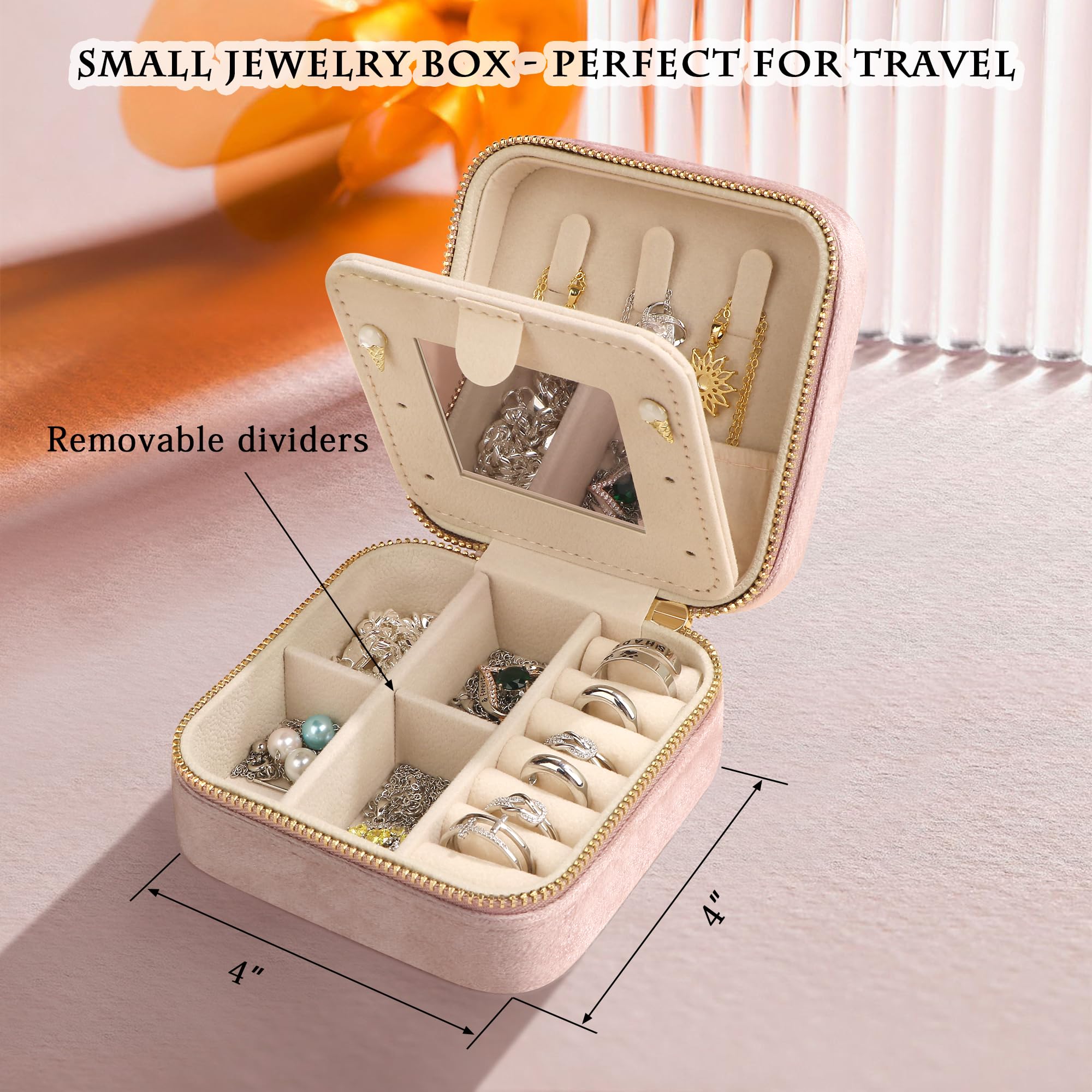 Mirrored Green Travel Jewelry Organizer Box - Elegant Storage for Necklaces, Rings & Earrings | Perfect Mother's Day Gift & Women's Essential Accessories | Great for Travel, Home & Daily Use