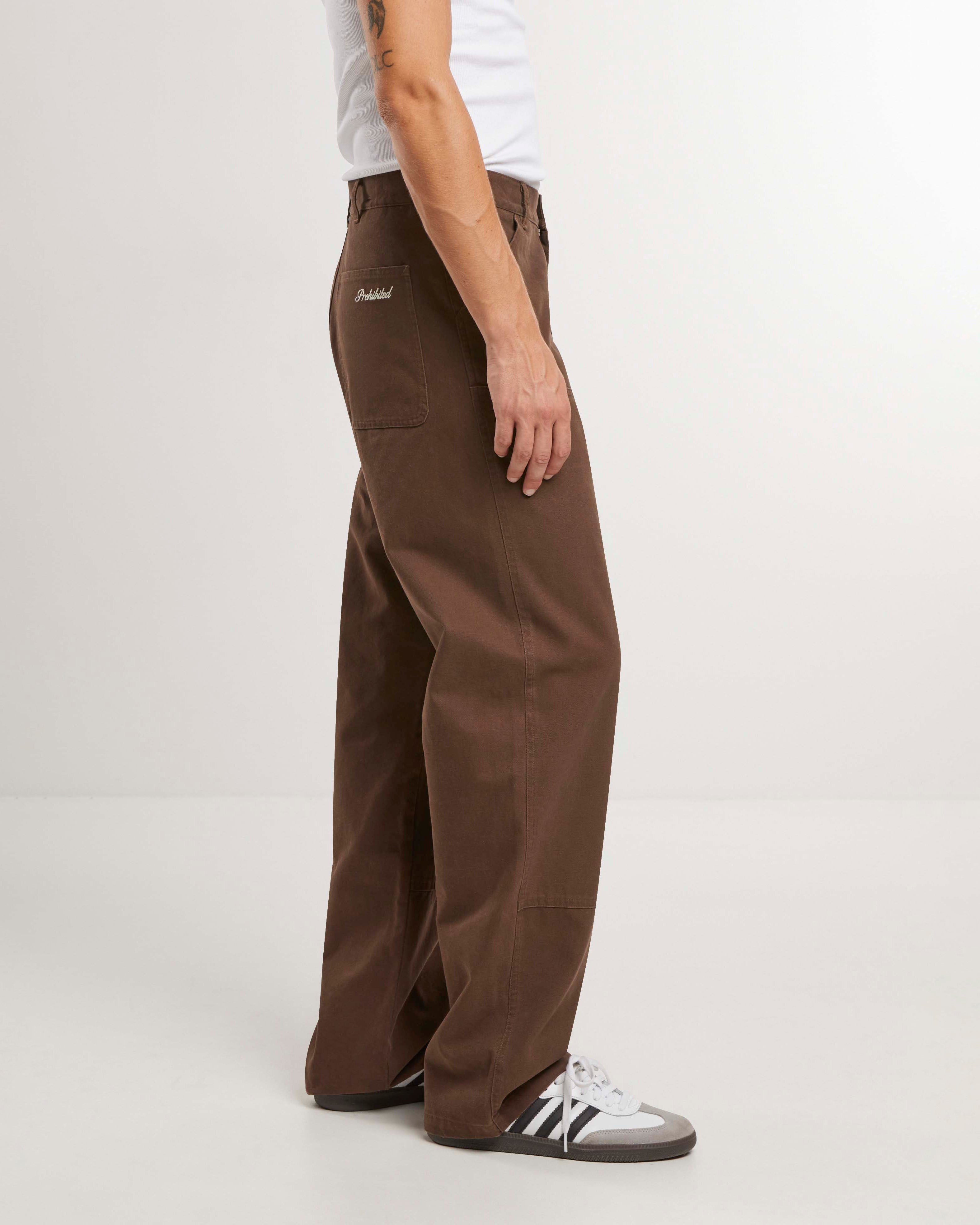 East Ham Carpenter Pants for Men - Durable Brown Work Pants with Multiple Pockets - Perfect for Construction, Woodworking & Outdoor Activities