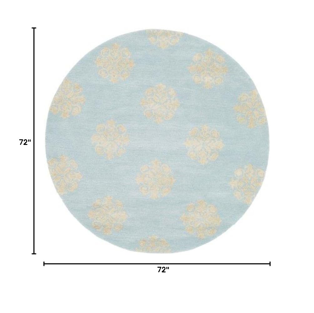 SAFAVIEH Soho Collection 6' Round Turquoise & Yellow Medallion Area Rug - Handmade Wool & Viscose Rug for Living Room, Bedroom, Dining Room Decor