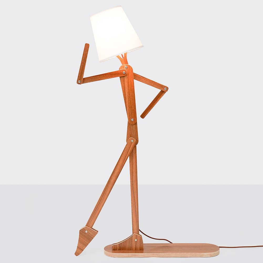 Stylish Wood Swing Arm Floor Lamp for Living Room, Bedroom, Office - Farmhouse Decor Reading Light with Bulb Included (Walnut) - Perfect for Cozy Reading Nooks, Dorm Rooms & Kids' Bedroom Decor