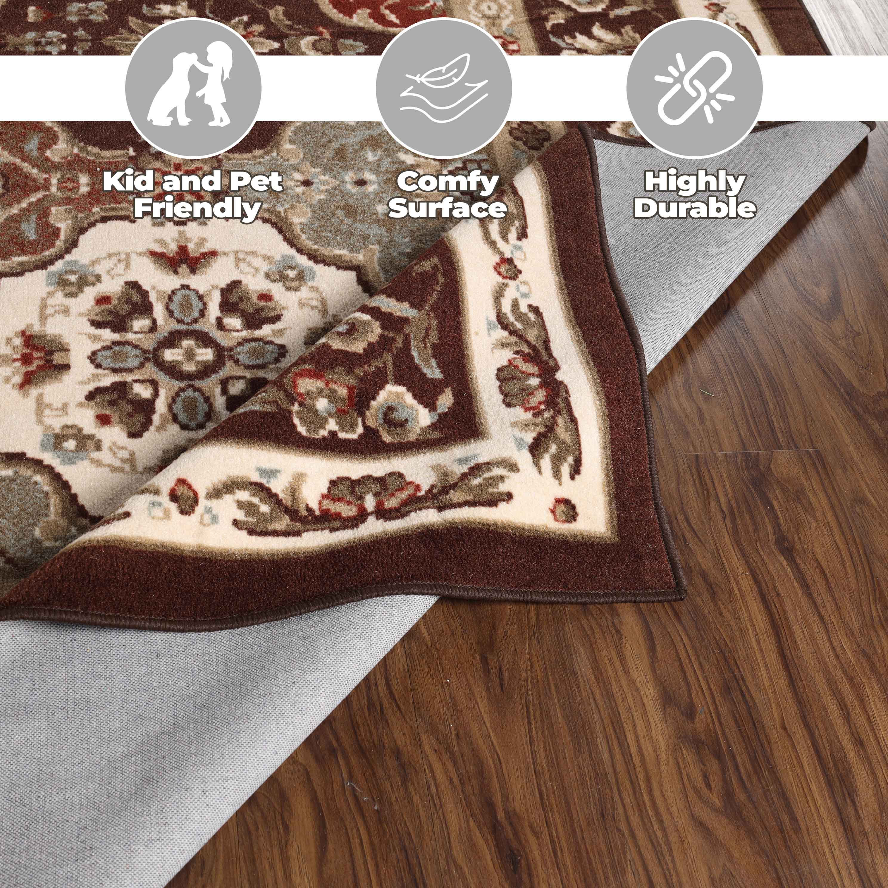 Palmyra Traditional Floral Medallion Indoor Area Rug - Non-Slip Living Room Carpet, Bedroom Runner Rug for Home Decor | Perfect for Hallway, Entryway & Cozy Spaces