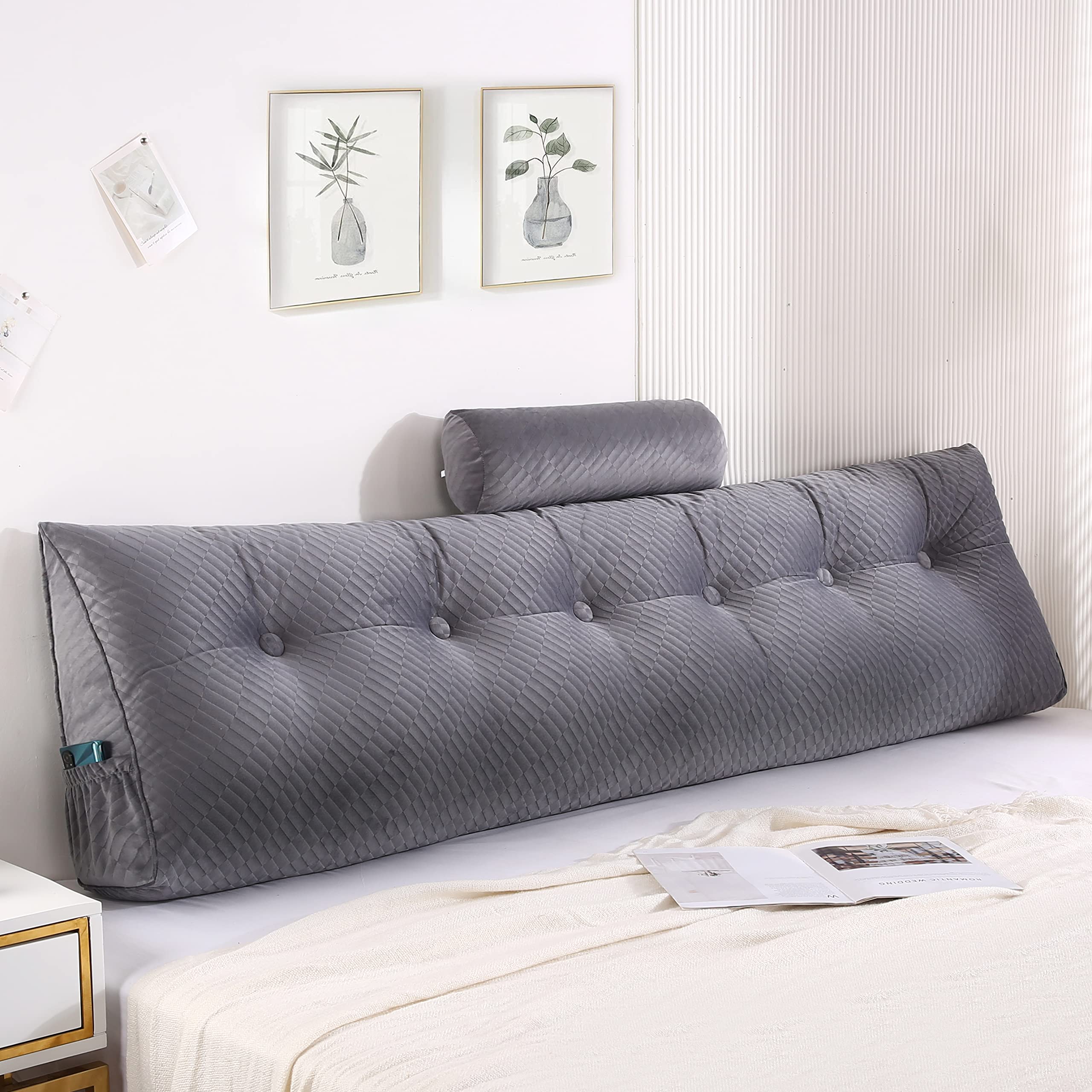 Wedge Headboard Pillows with Bolster Support – Large Bed Wedge Pillow for Reading, Sitting & Backrest – Perfect for Bed Rest, Relaxation & Comfort