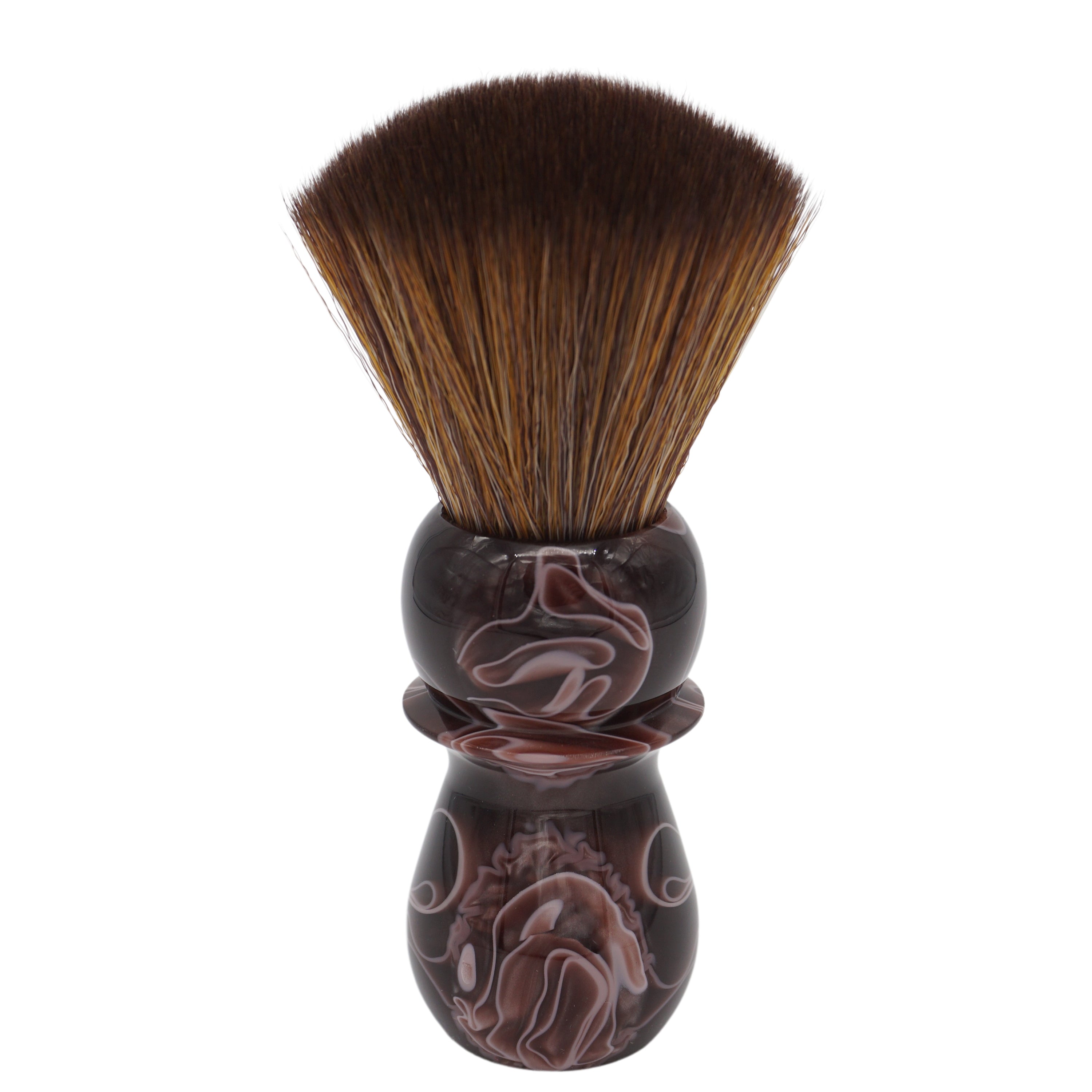 AP Shave Co. 24mm Synthetic Shaving Brush - Faux Horse Hair Fan Shape - Soft & Durable for Wet Shaving - Perfect for Men's Grooming & Travel Shaving Kit (Brown)