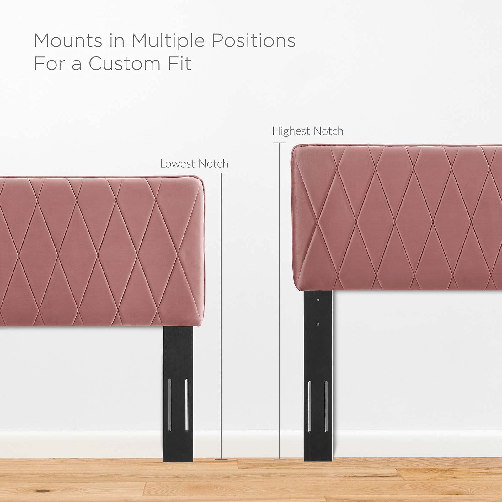 Modway Leila Performance Velvet Headboard - Full/Queen Size, Dusty Rose - Luxurious Bedroom Decor for Modern Homes & Guest Rooms