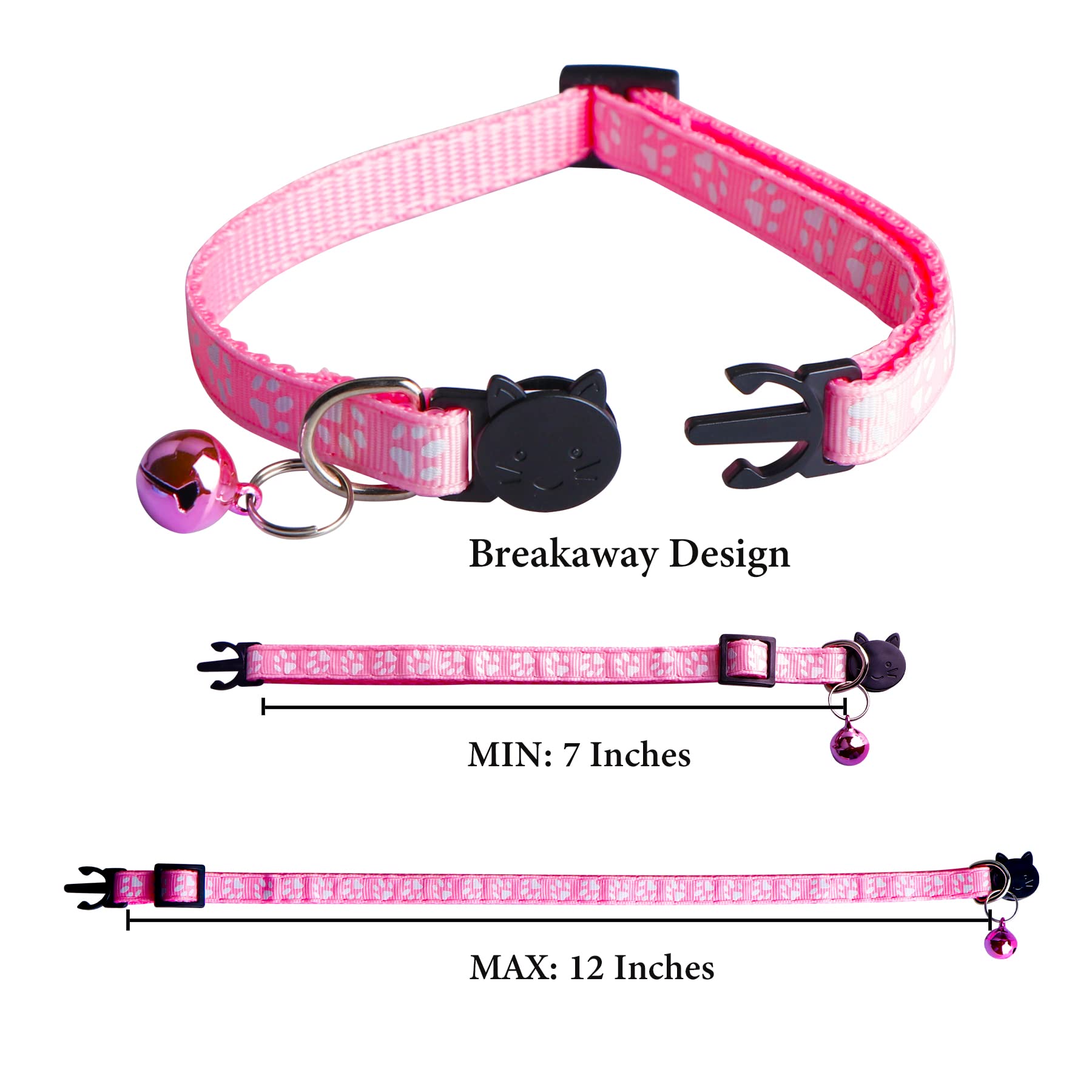 **Breakaway Cat Collars with Bell - Reflective Nylon Pet Collars for Cats & Puppies (2 Pink + 2 Sky Blue) - Safe & Comfortable for Indoor/Outdoor Adventures**