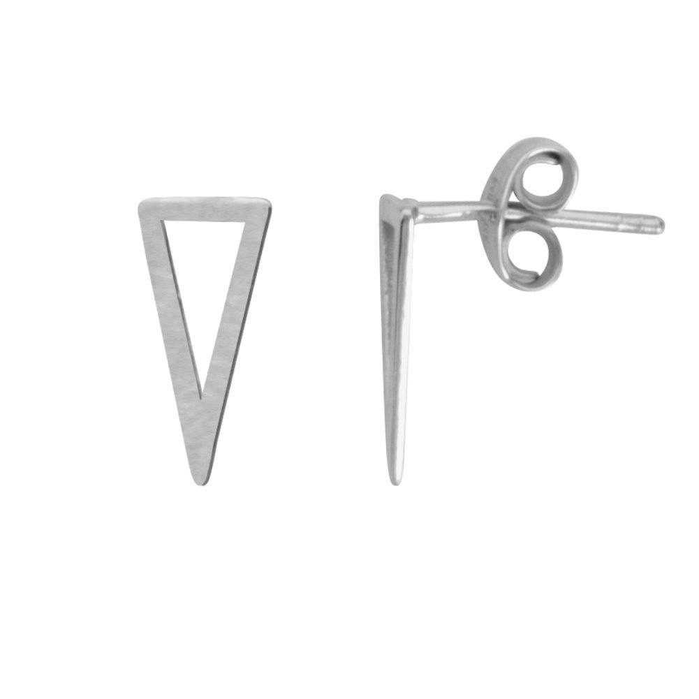 14K White Gold Open Triangle Bianca Pyramid Post Stud Earrings - Geometric Minimalist Dainty Jewelry for Women - Perfect for Everyday Wear, Office & Special Occasions
