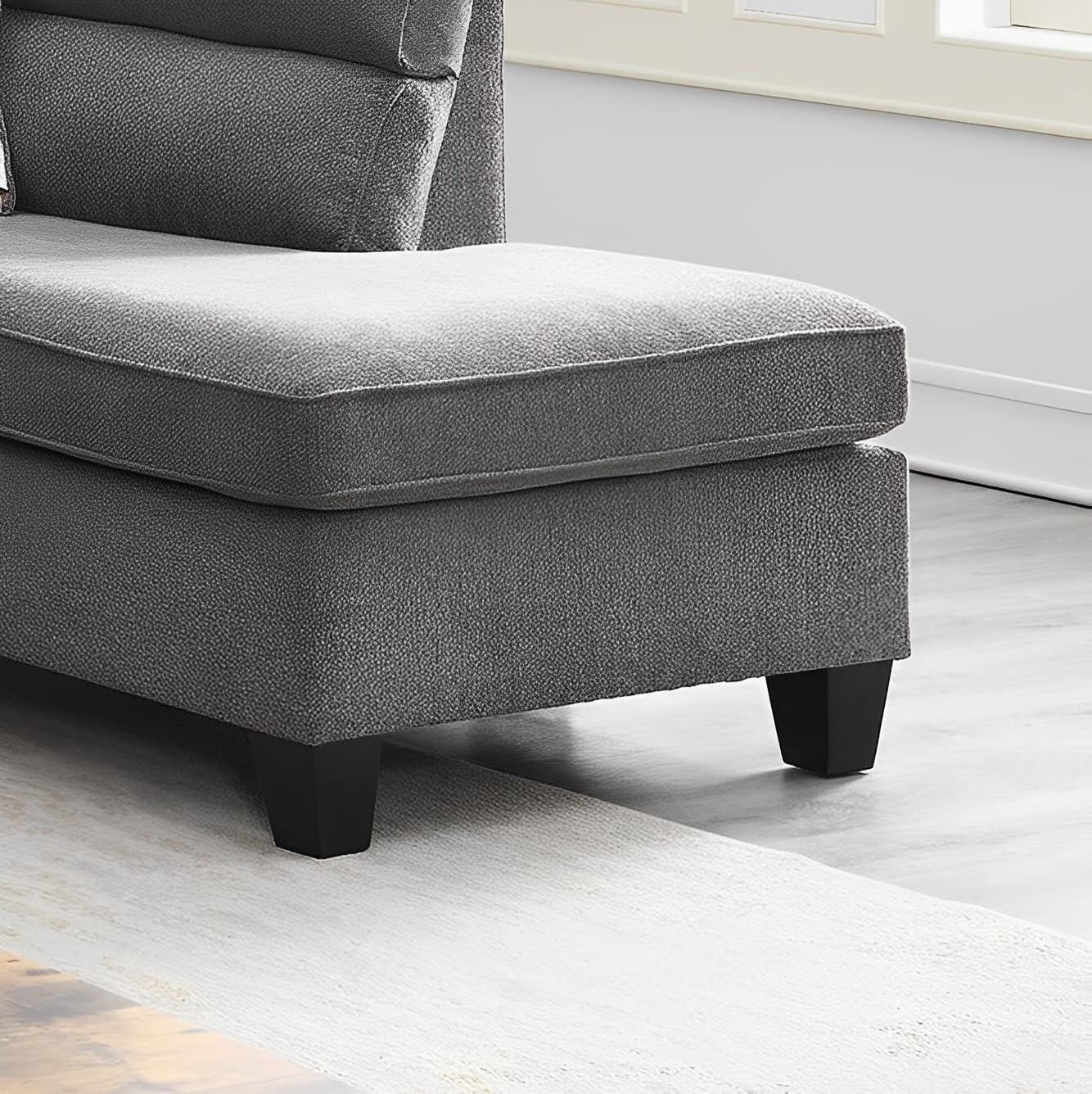 Modern L-Shaped Sectional Sofa with Reversible Chaise - 5-Seat Modular Upholstered Couch with Memory Foam & Tufted Microfiber Fabric - Grey by Oliver & Smith - Perfect for Living Rooms, Family Rooms and Home Theater Seating
