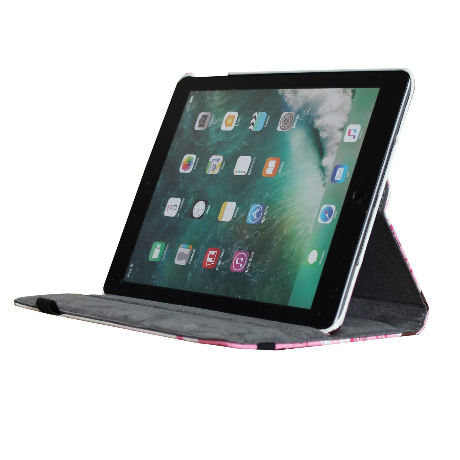 Premium Magnetic Smart Case for iPad Air 1st/2nd Gen (9.7 Inch) - Auto Wake/Sleep Cover with Rotating Stand & Apple Pencil Holder | Compatible with iPad Air A1474 A1475 A1476 A1566 A1567 | Pink White Floral Design | Perfect for Work, Study & Travel Protection
