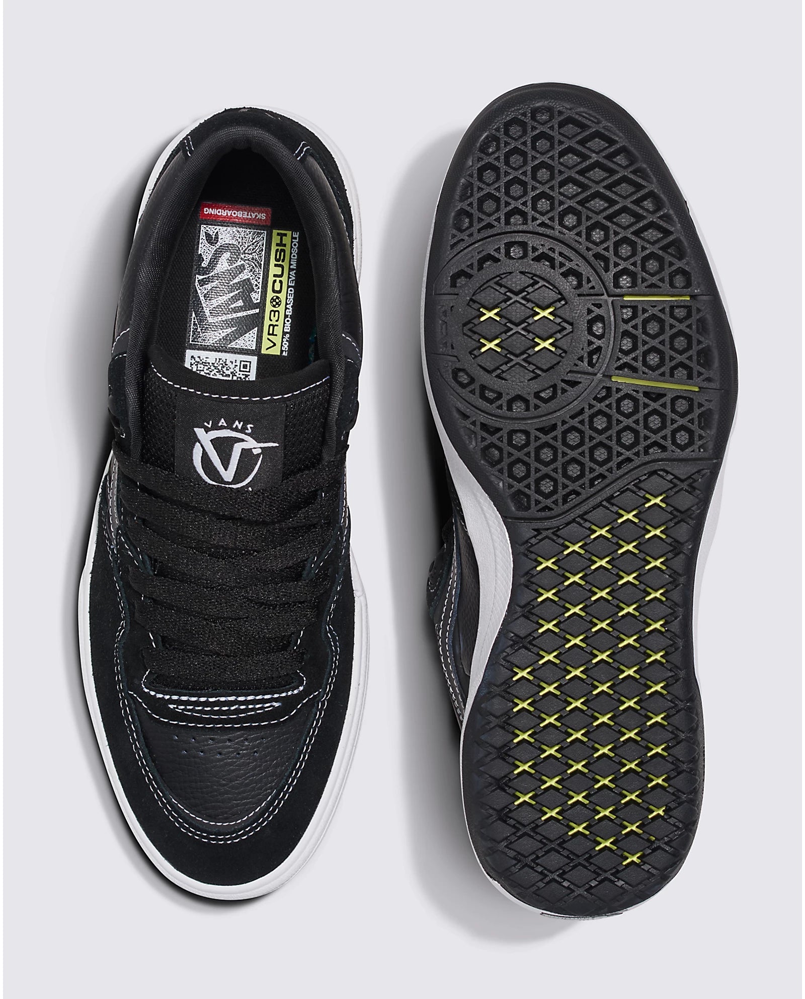 VANS Rowan 2 Black Leather & White Skate Shoes for Men - Comfortable Sneakers for Skateboarding, Casual Wear & Street Fashion