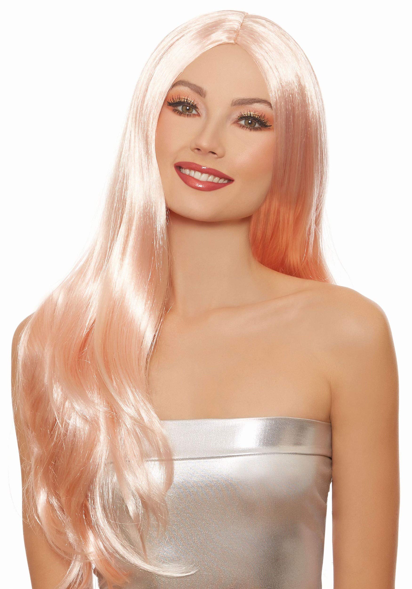 Dreamgirl Women's Long Straight Rose Gold Synthetic Wig - One Size Fits Most for Cosplay, Halloween, and Daily Fashion