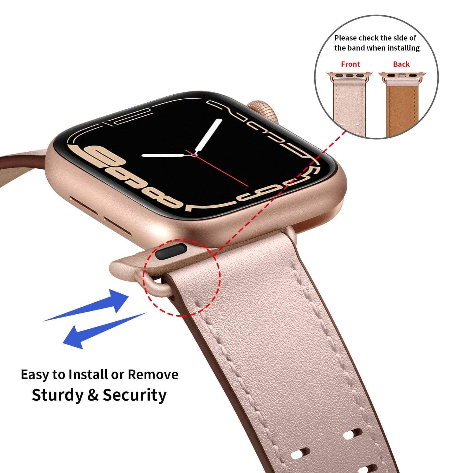 Premium Genuine Leather Apple Watch Band - Durable & Comfortable Replacement Strap for Workout, Office & Everyday Use