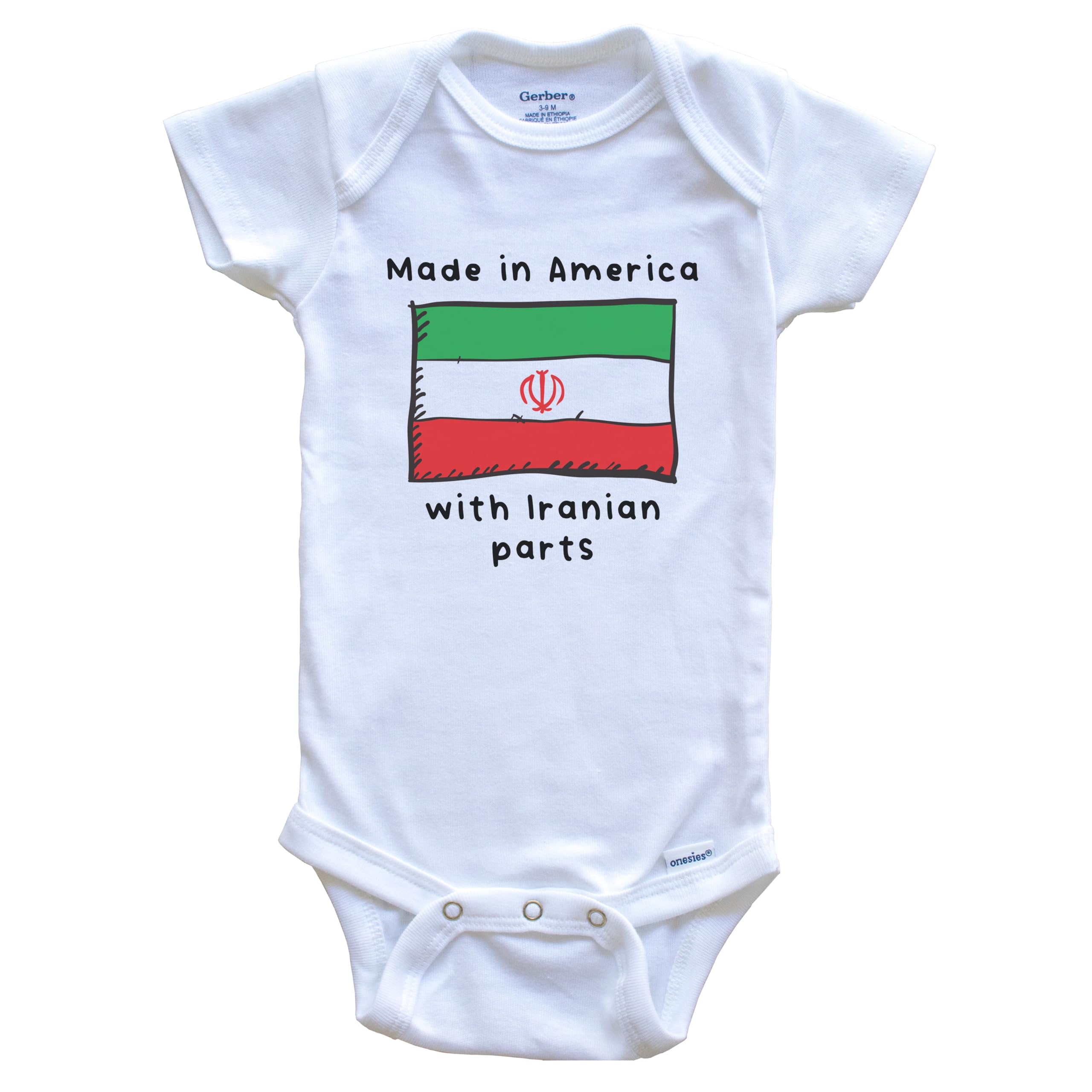 American-Made Iran Flag One-Piece Baby Bodysuit - Soft Cotton Infant Romper for Cultural Celebrations & Family Gatherings
