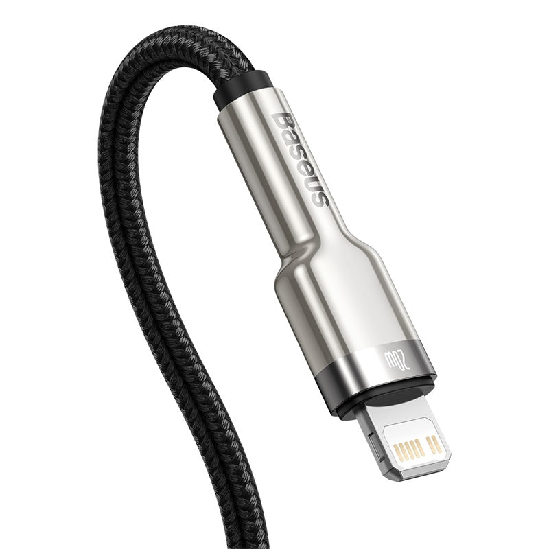 Baseus Premium Cafule Series 25cm Metal Fast Charging Cable Type C to Lightning 20W - Black | Perfect for iPhone, iPad & Quick Charging on the Go