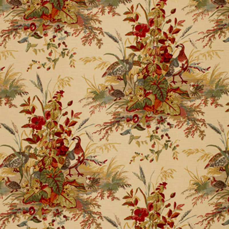 1106043 | Quail Meadow Autumn Print Schumacher Fabric - Premium Home Decor Upholstery for Sofa, Curtains & Pillow Covers