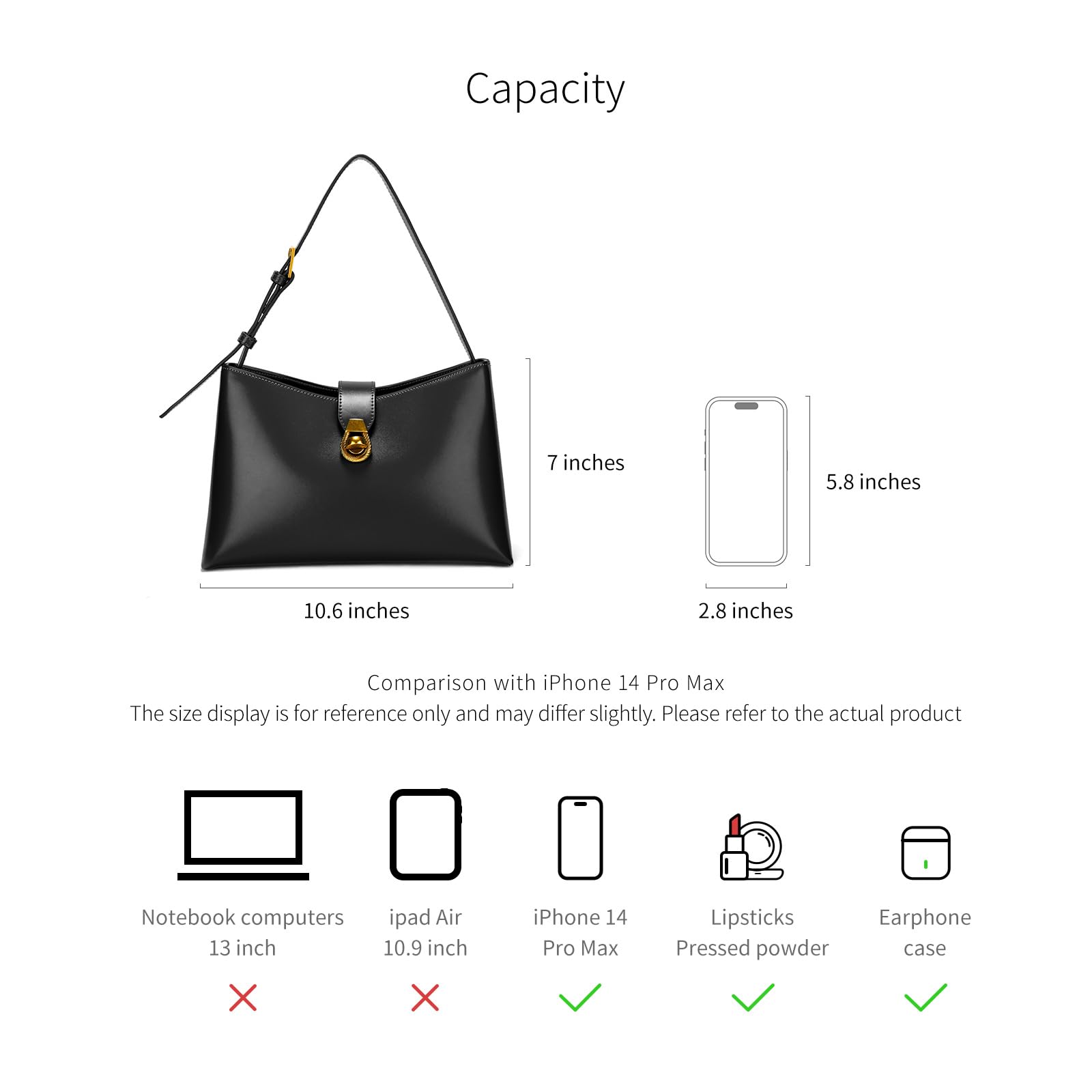 Stylish C.Paravano Women's Shoulder Bag - Glossy PU Leather Tote with Secure Zipper Closure | Fashionable Hobo Handbag | Underarm Purse for Work, Travel & Everyday Use
